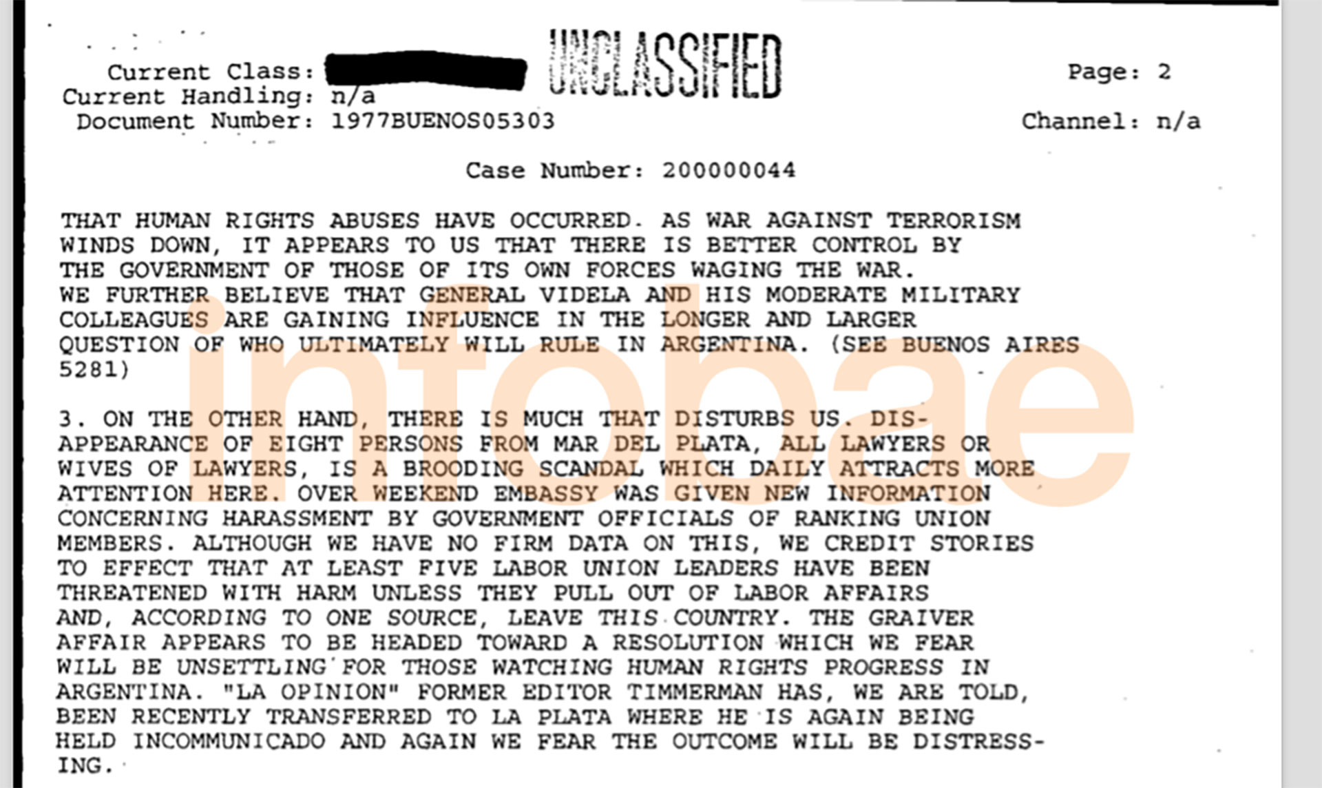 El segundo documento desclasificado por la FOIA que alude a la Noche de las Corbatas califica el episodio como “un escándalo inquietante”.