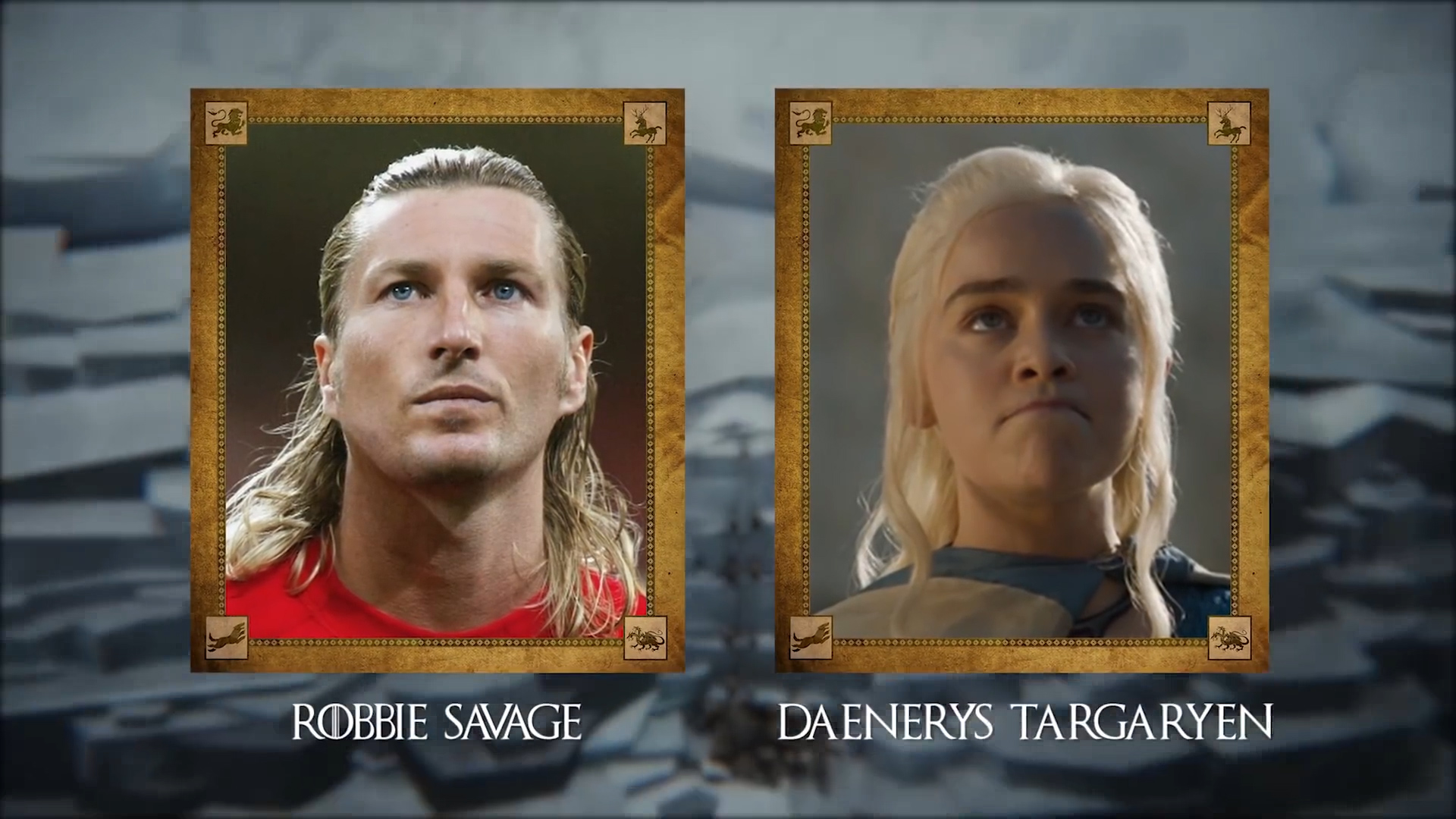 Robbie Savage (ex futbolista inglés) con Daenerys Targaryen