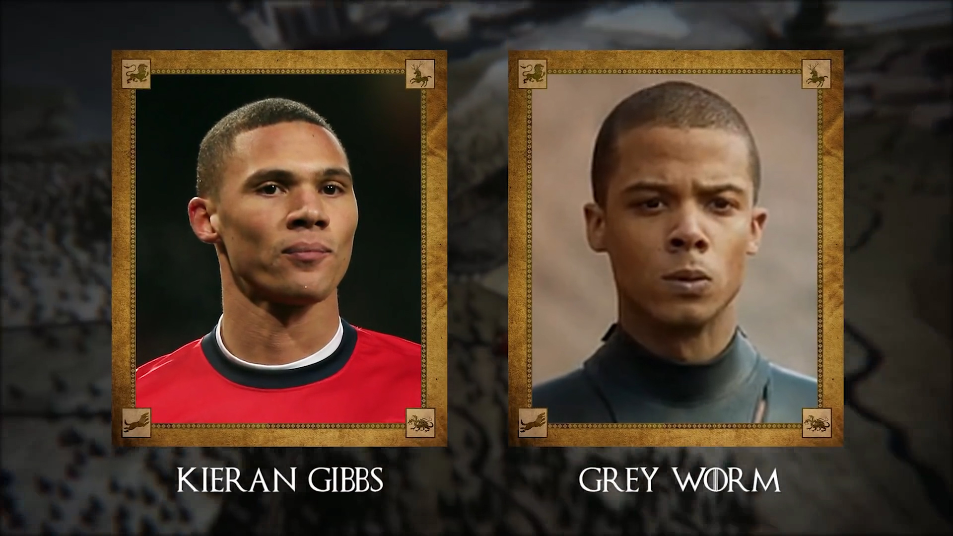Kieran Gibbs (futbolista inglés del West Bromwich) con Grey Worm