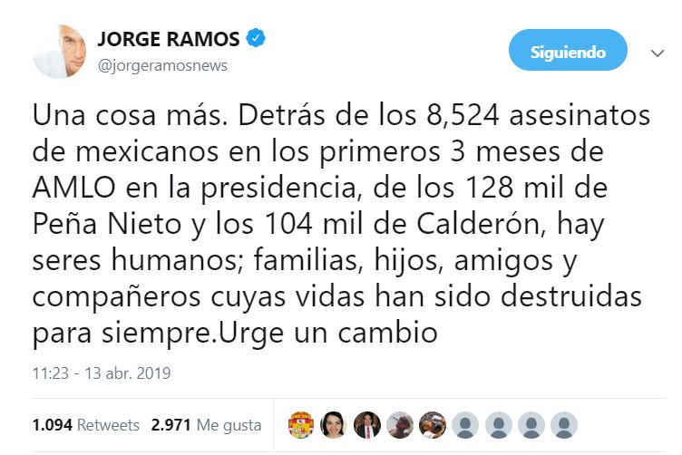 El comunicador pidió hacer un cambio a la estrategia de seguridad (Foto: Twitter)