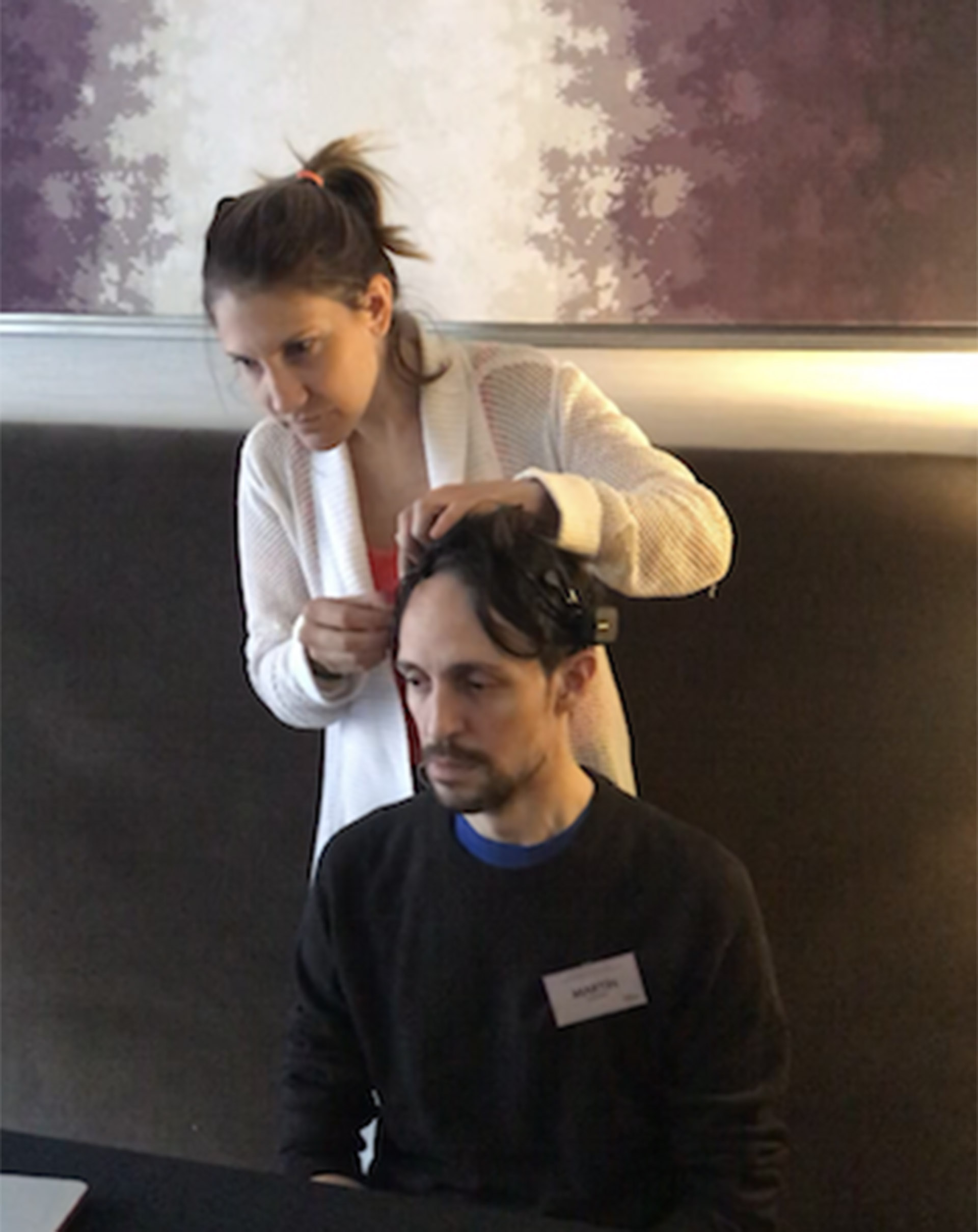 Jeanine Leonhardt en una sesión de biofeedback