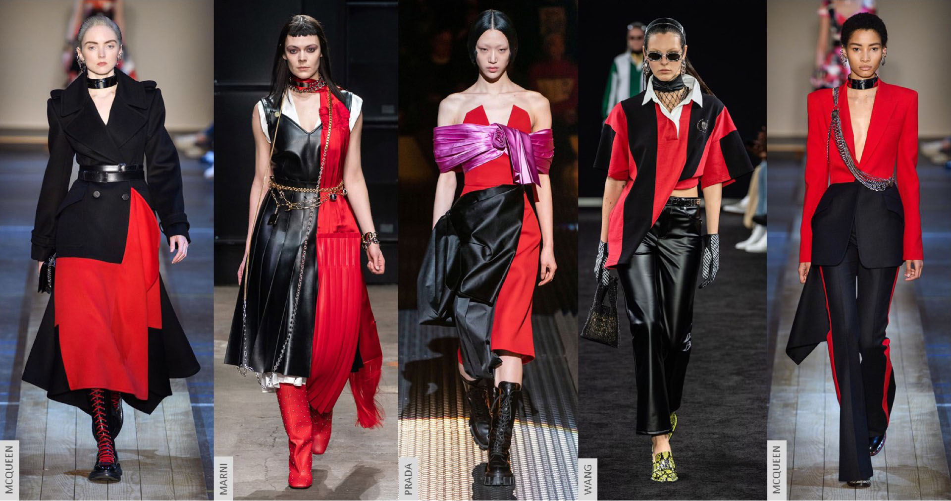 Rojo+negro, una de las combinaciones del próximo invierno.