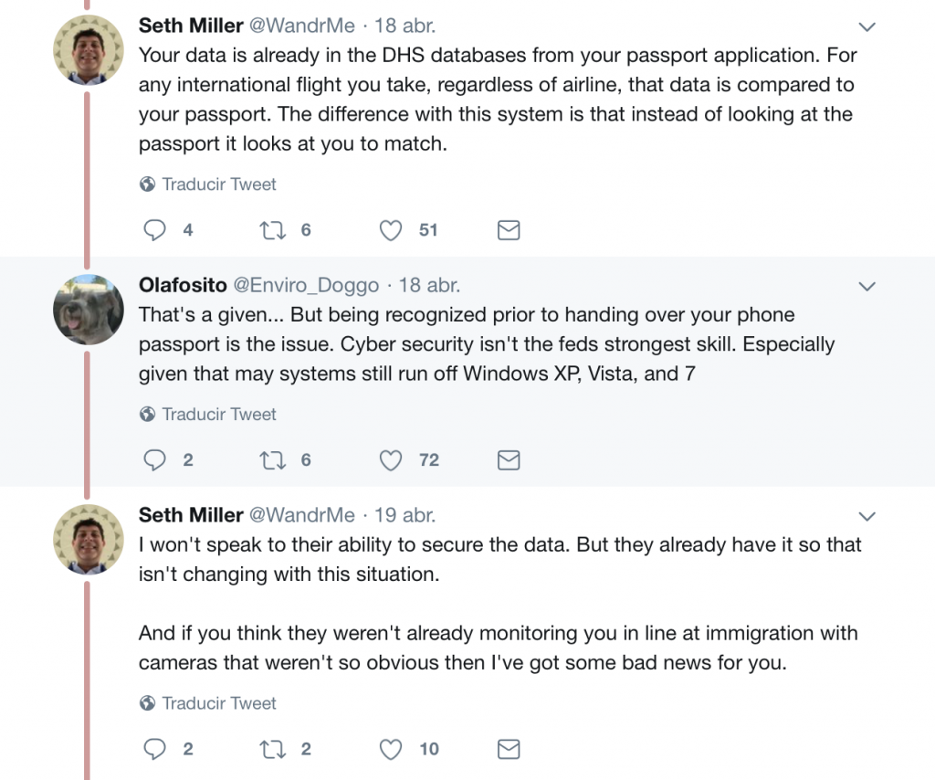 Los defensores de la identificación facial aseguran que las autoridades aduanales ya tienen la información de los viajeros y que solamente cambia el pasaporte, con foto, por una imagen de la persona (Foto: Twitter)