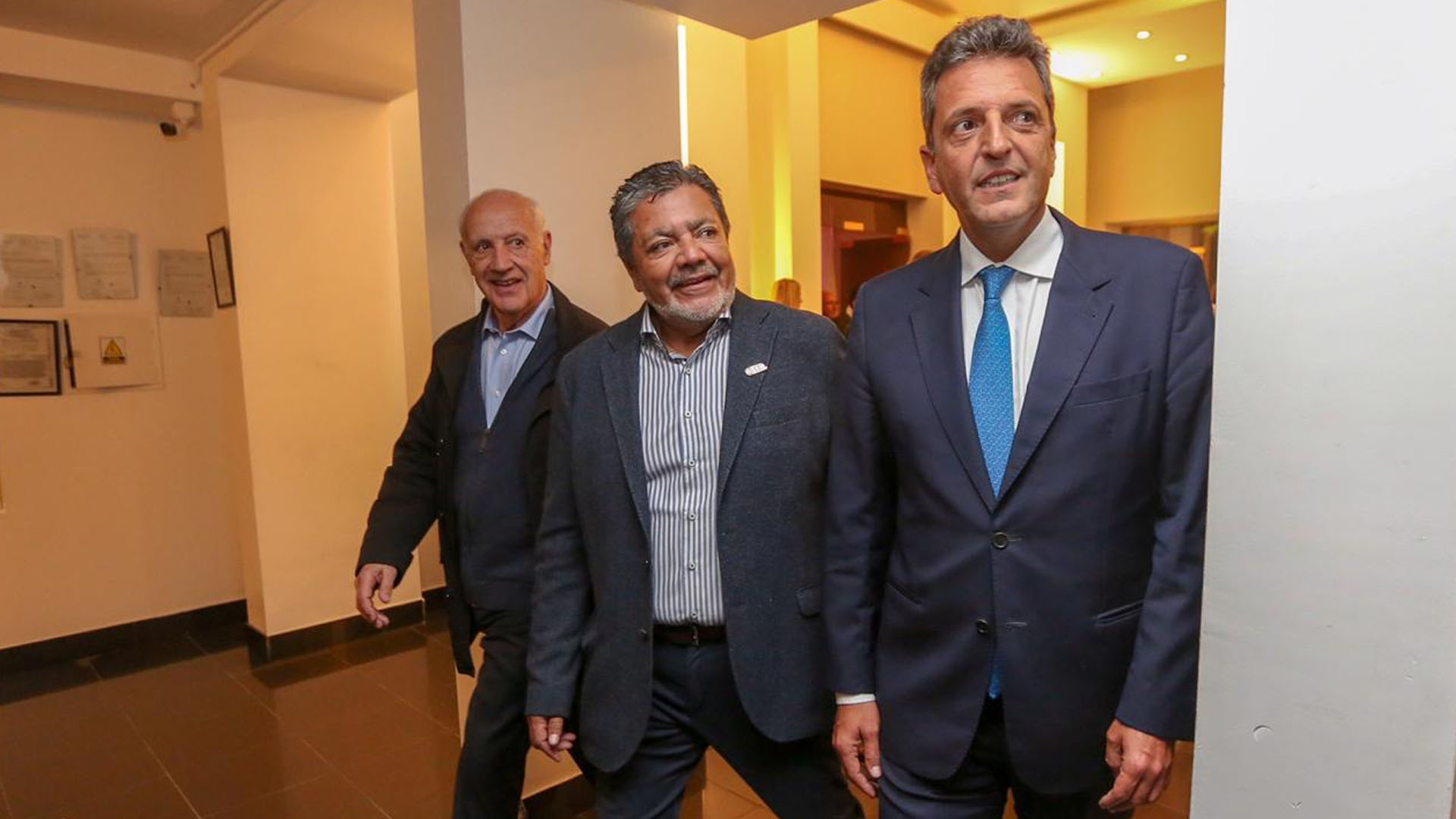 Massa y Lavagna junto al titular del gremio de la Construcción, Gerardo Martínez