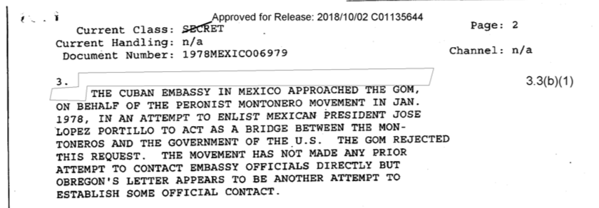 Antes del pedido formal, Montoneros había intentado que el gobierno de México hiciera de puente entre la organización y los EEUU.