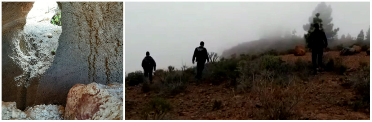 A la izquierda la cueva donde el padre mató a Silvia y a Jakob, a la derecha la zona boscosa donde caminaron para llegar y donde Jonas pudo correr y escapar La Foto: Impresión de pantalla