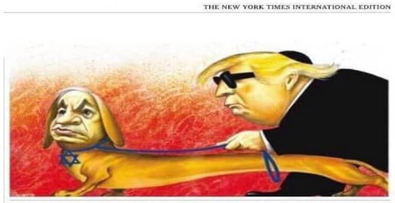 La caricatura con fuerte iconografía antisemita publicada en el New York Times que generó repudios en el mundo