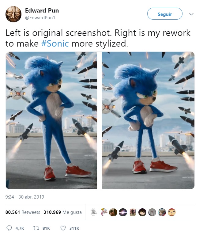 El dibujante Edward Pun diseñó una versión más estilizada de Sonic
