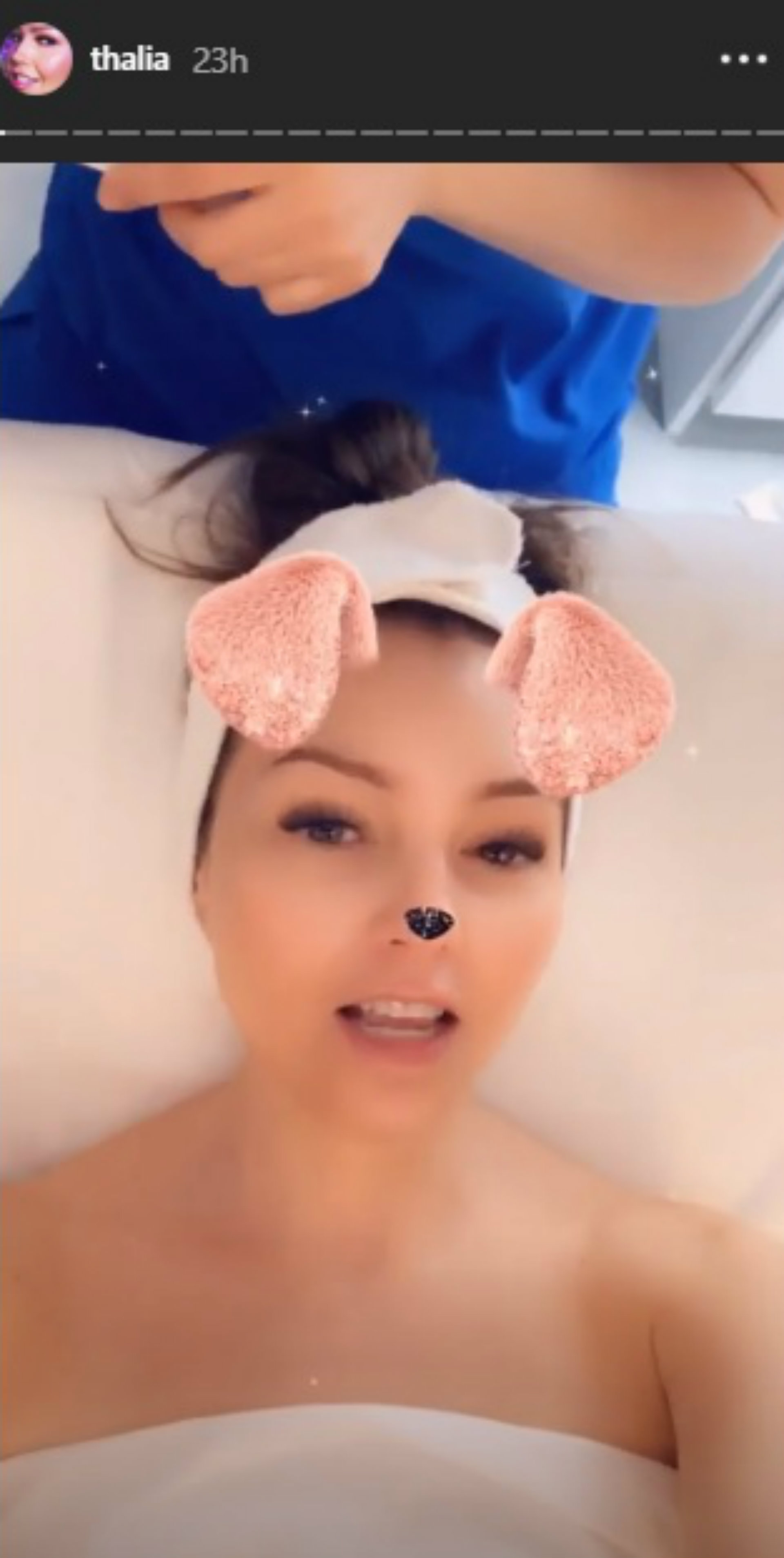 Thalía mostró clips del tratamiento al que se sometió previo a la Gala MET (Instagram stories)