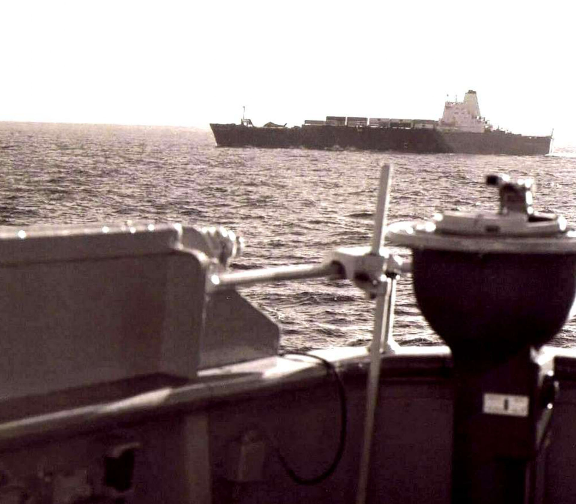 El Atlantic Conveyor antes del ataque. Navegaba como barco núcleo con la flota británica.