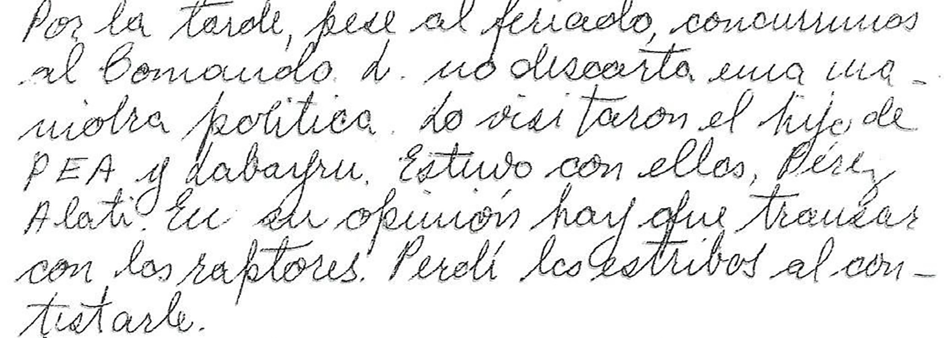 Párrafo del diario personal del coronel Francisco Cornicelli