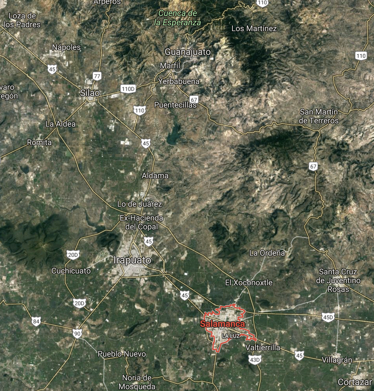 El ataque ocurrió en la ciudad de Salamanca, unos 50 kilómetros al sur de la capital del estado de Guanajuato (Foto: Google Maps)
