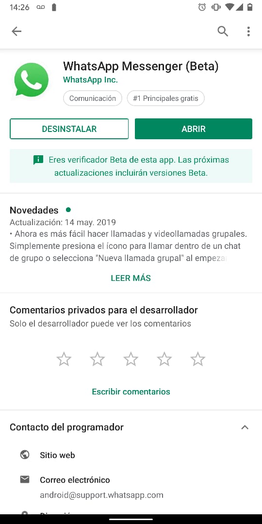Si no figura la opción “acutalizar” sino “abrir”, quiere decir que la plataforma ya está actualizada.