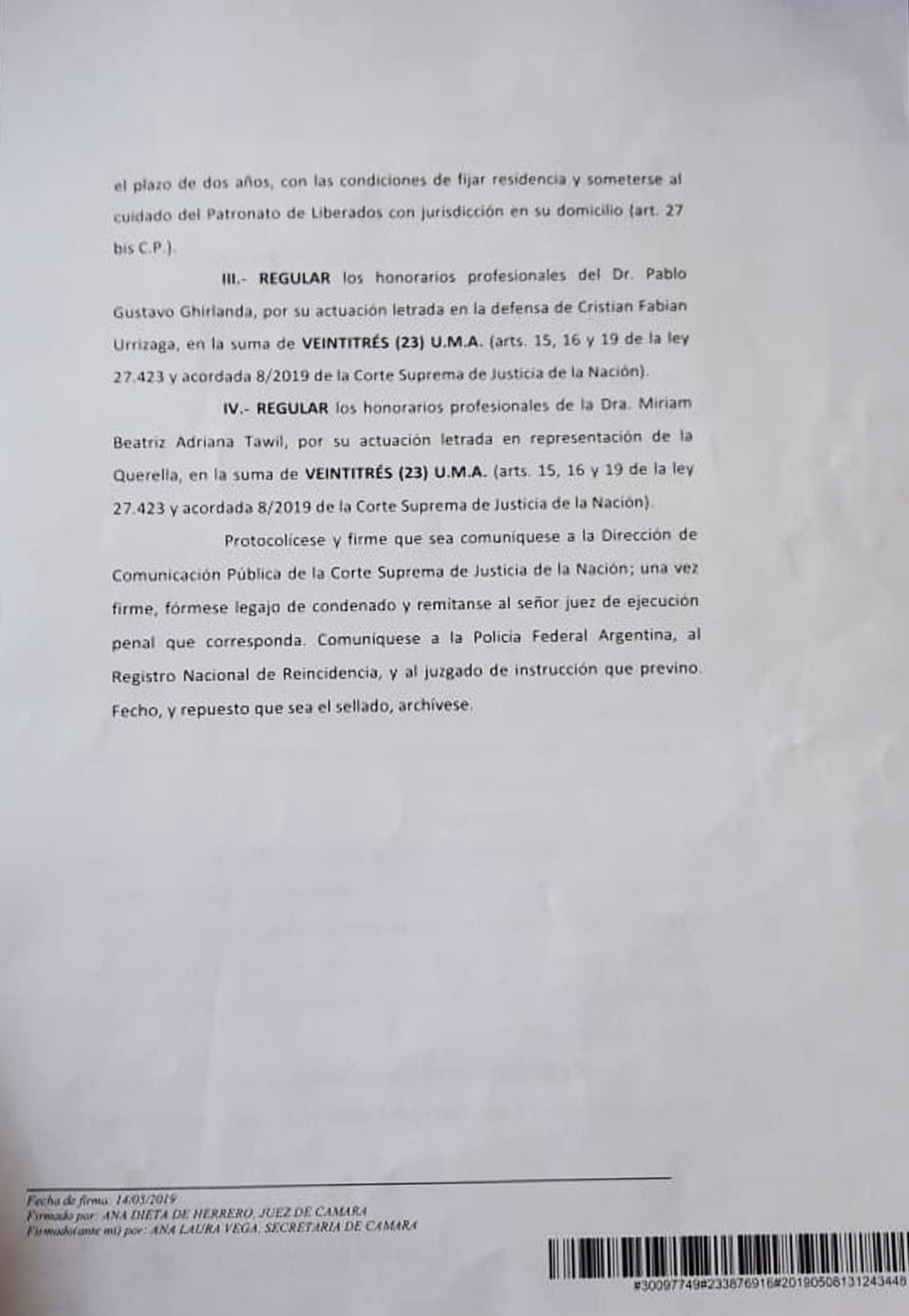 La condena por lesiones graves contra Cristian U