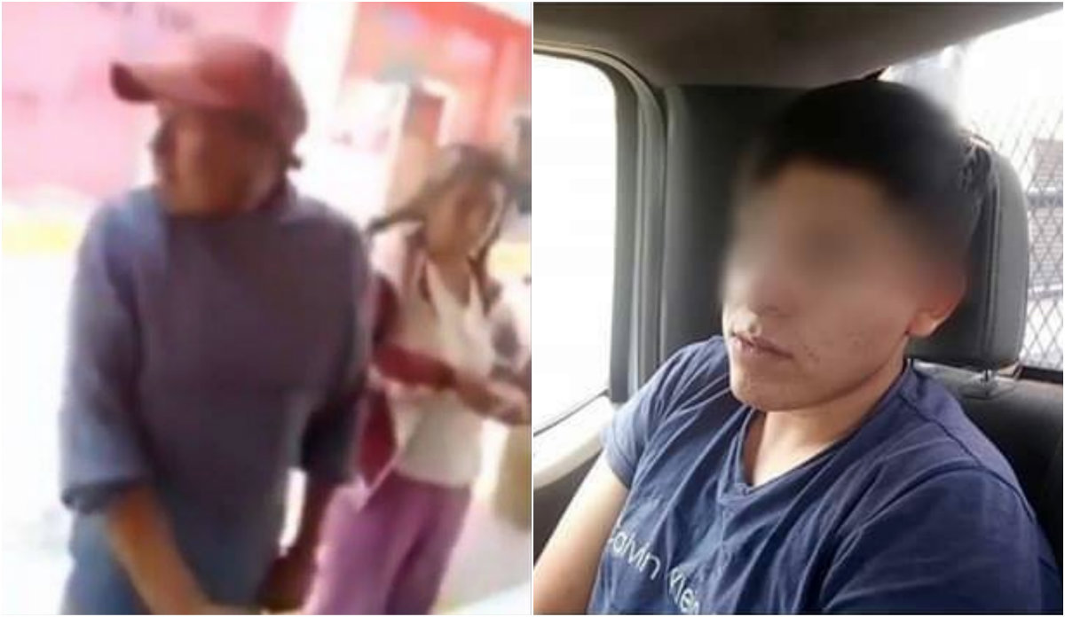 La mujer estaba parada tranquilamente al lado de los hombre cuando la golpeó el sujeto de 21 años, quien días después fue detenido Foto: Especial y Ayuntamiento de Tequesquitla, Tlaxcala