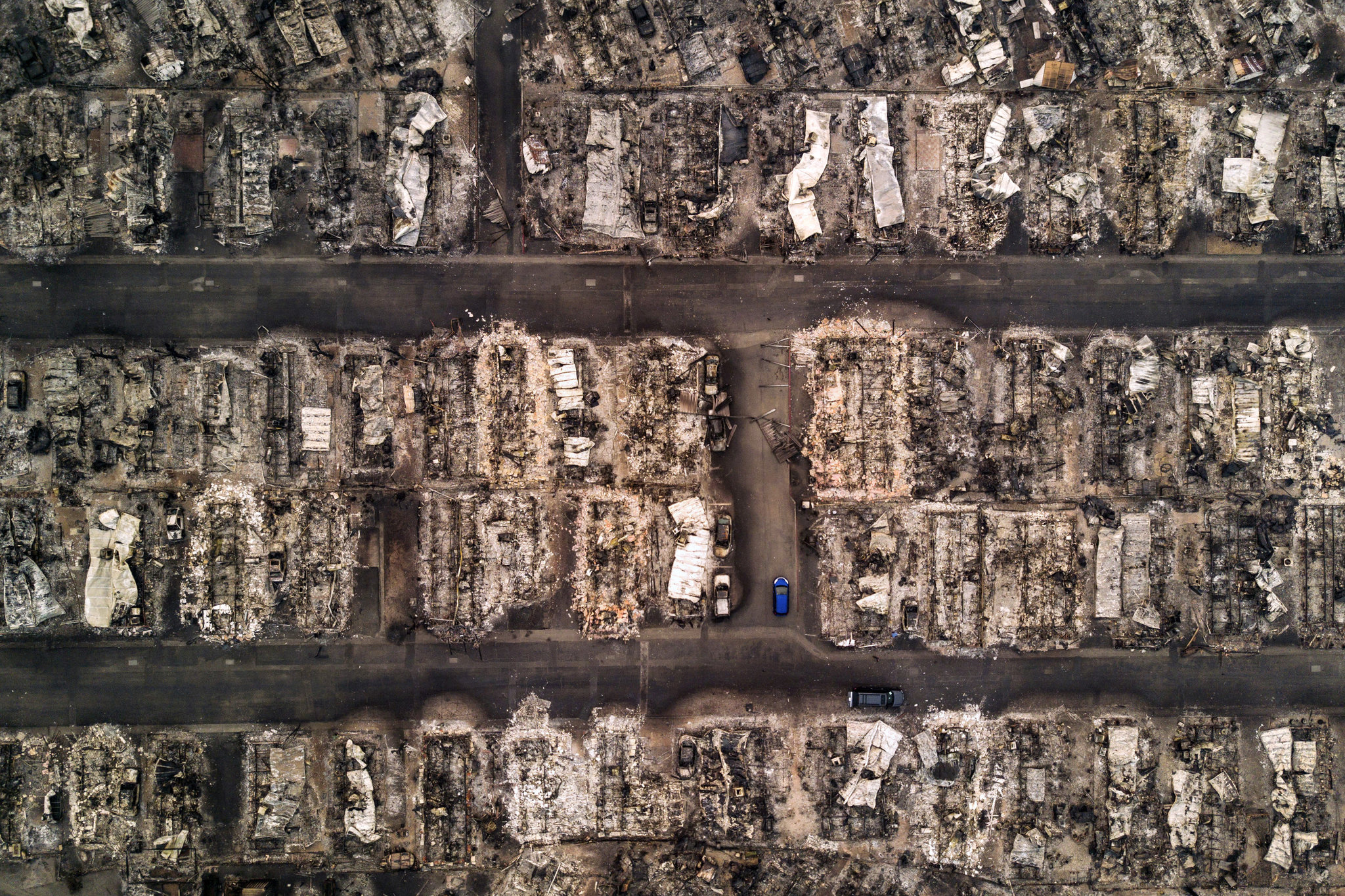 Los efectos del fuego en el parque de remolque de Journey’s End en Santa Rosa, California. Octubre de 2017. (Josh Haner/The New York Time)
