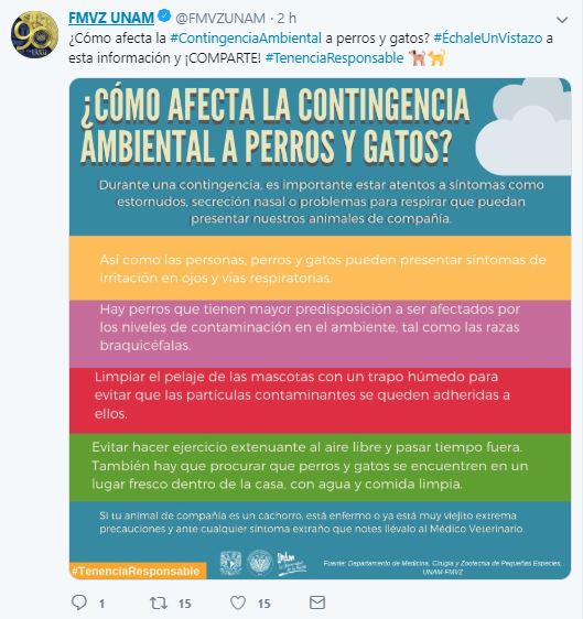 La Facultad de Medicina Veterinaria y Zootecnia de la Universidad Nacional Autónoma de México (UNAM) recomendó varias medidas para cuidar a las mascotas (Foto: Twitter)