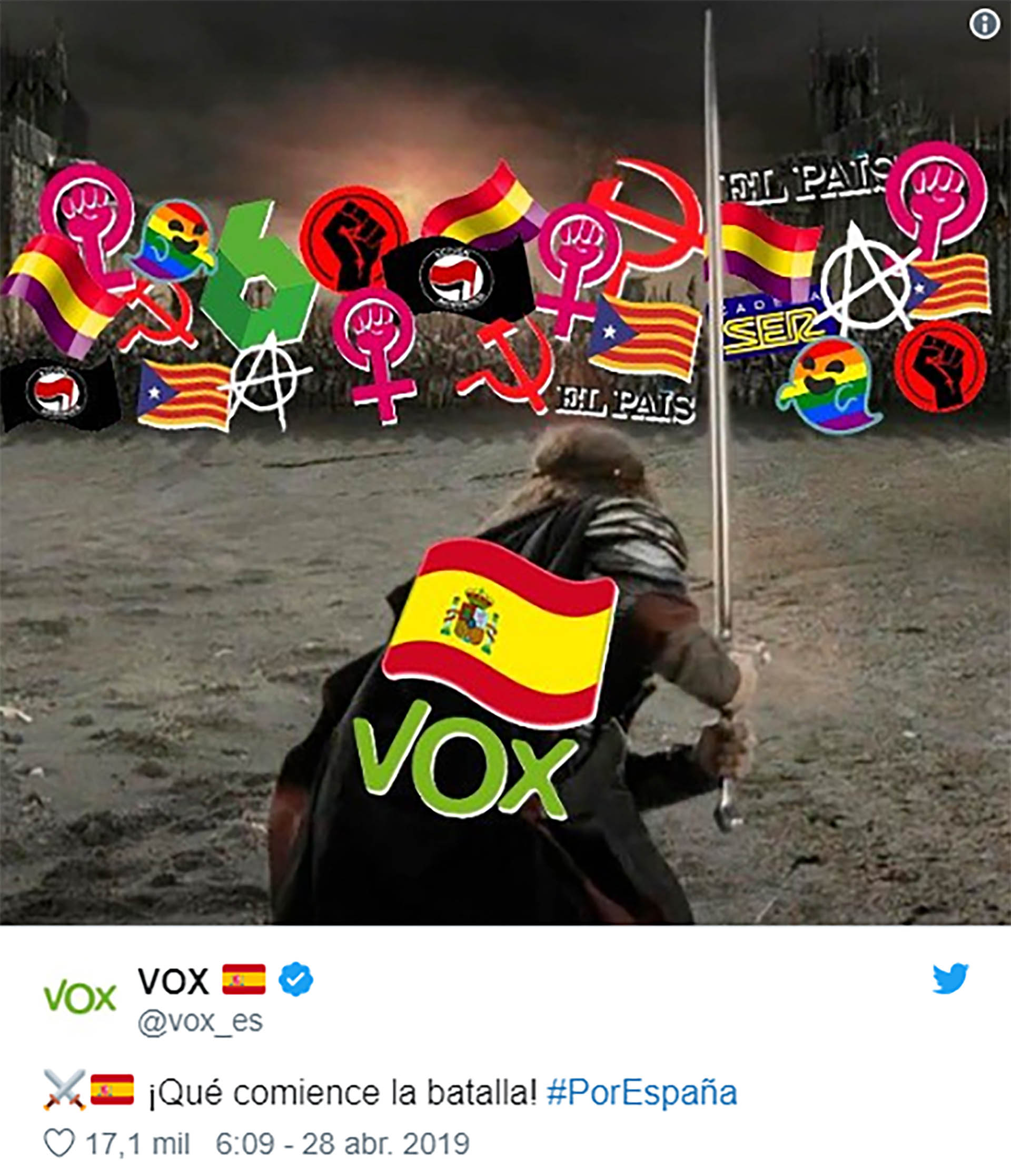 La imagen publicada por Vox que hizo enojar a Mortensen (Foto: Twitter)