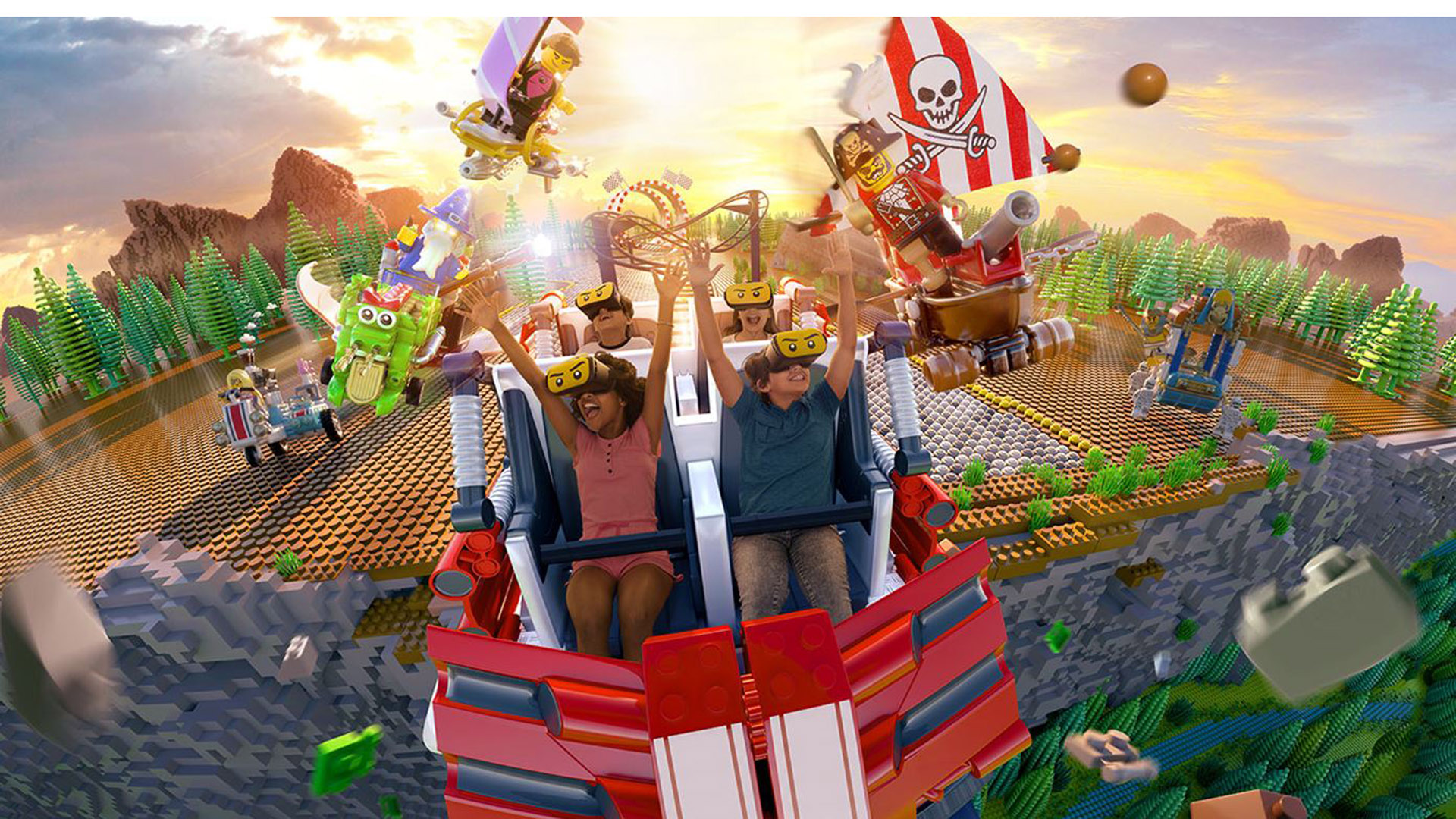 Todo el parque recrea el mundo de Lego con un sinfín de juegos mecánicos y atracciones