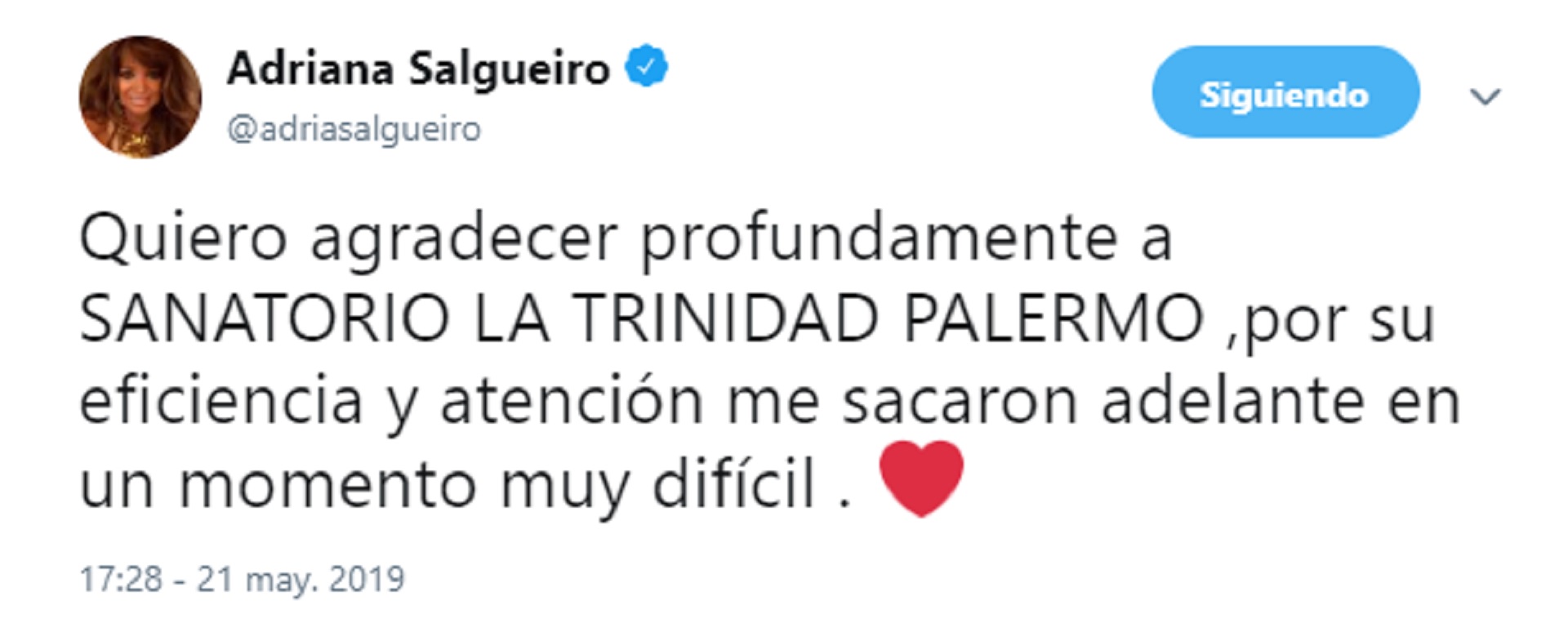 El tuit de Adriana Salgueiro