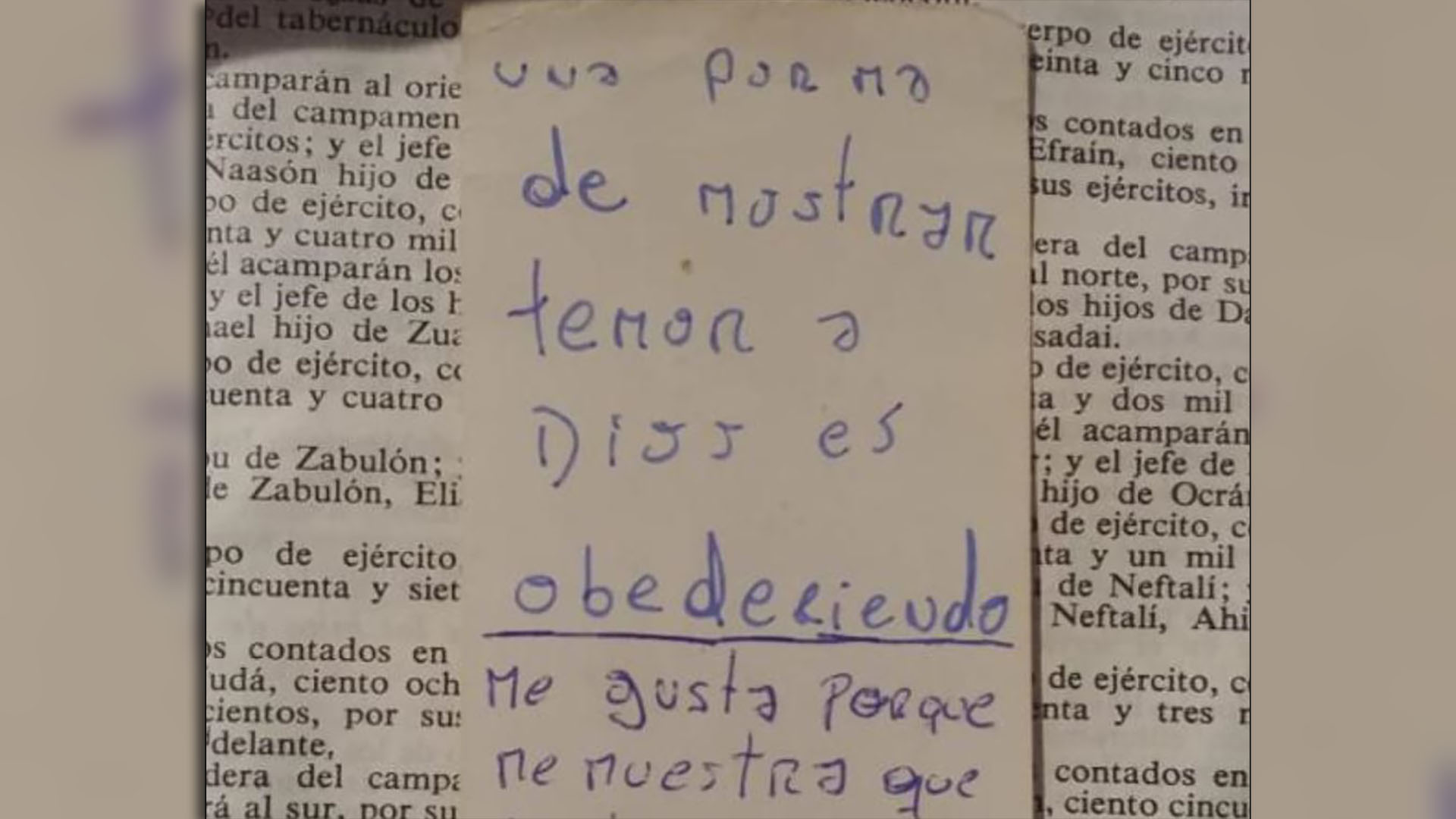Obediencia y el temor a Dios: de fondo el Antiguo Testamento con los nombres de los hijos de Jacob, imagen del expediente.