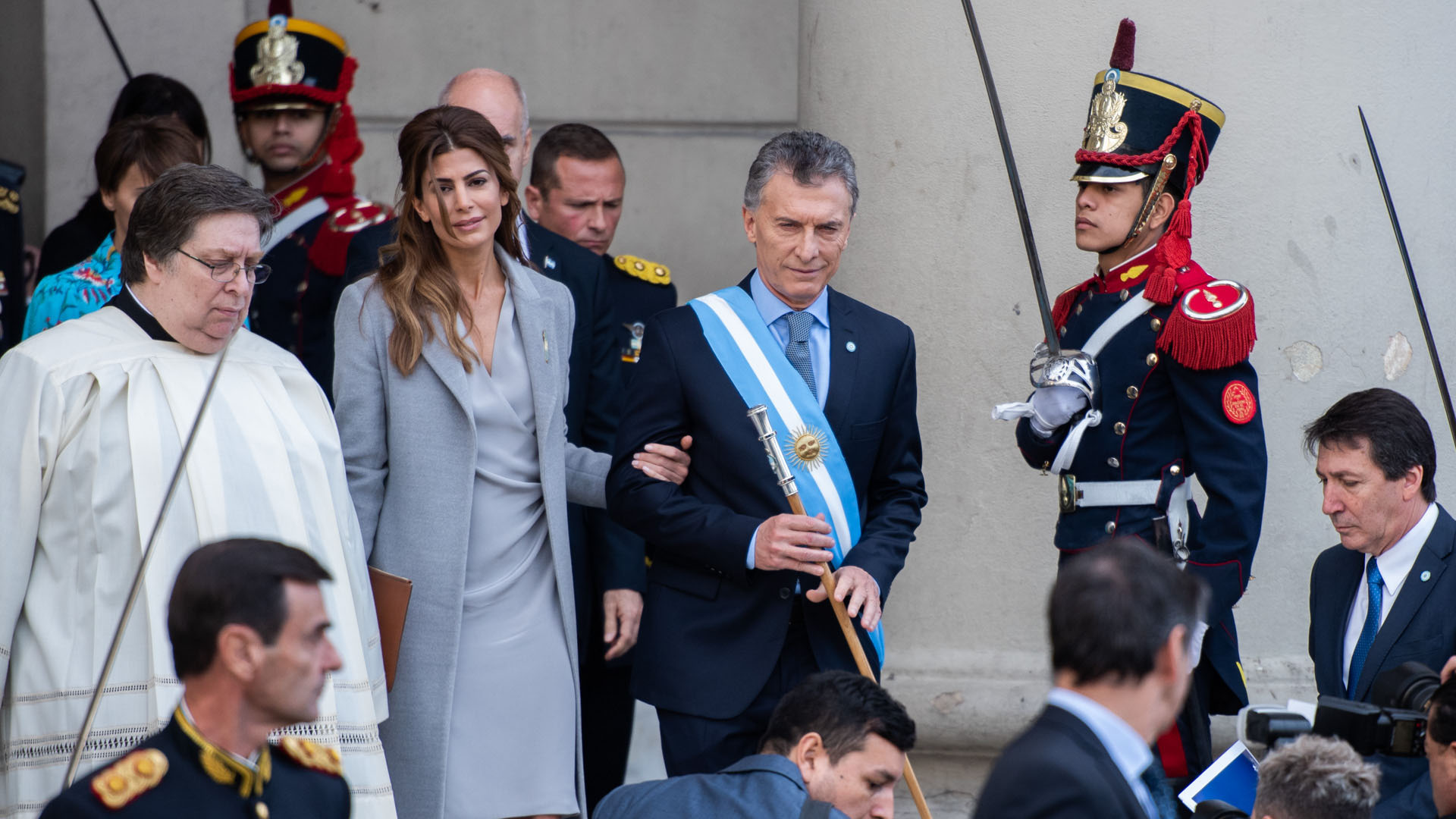 Macri y Awada tras participar de la misa por el 25 de Mayo