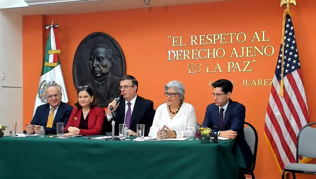 Ebrard, durante una conferencia de prensa este lunes desde la capital estadounidense (Foto: Captura de Pantalla)