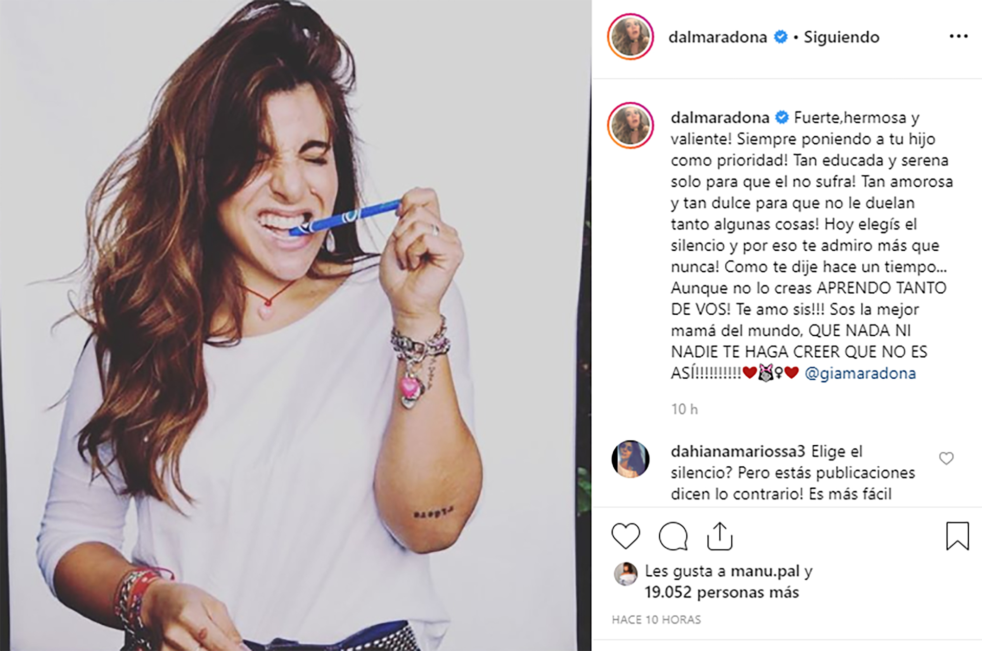 El mensaje de Dalma a su hermana Gianinna