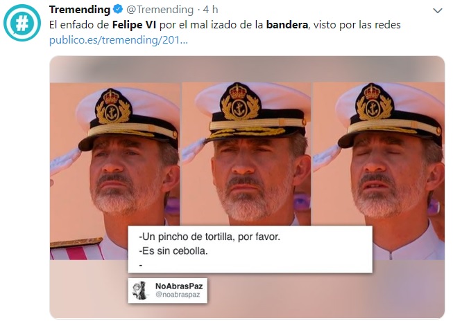 Un grupo de usuarios bromeó con que el enfado del Rey se debía a la existencia de la tortilla española sin cebolla -para muchos considerado un crimen gastronómico- (Foto: Twitter)