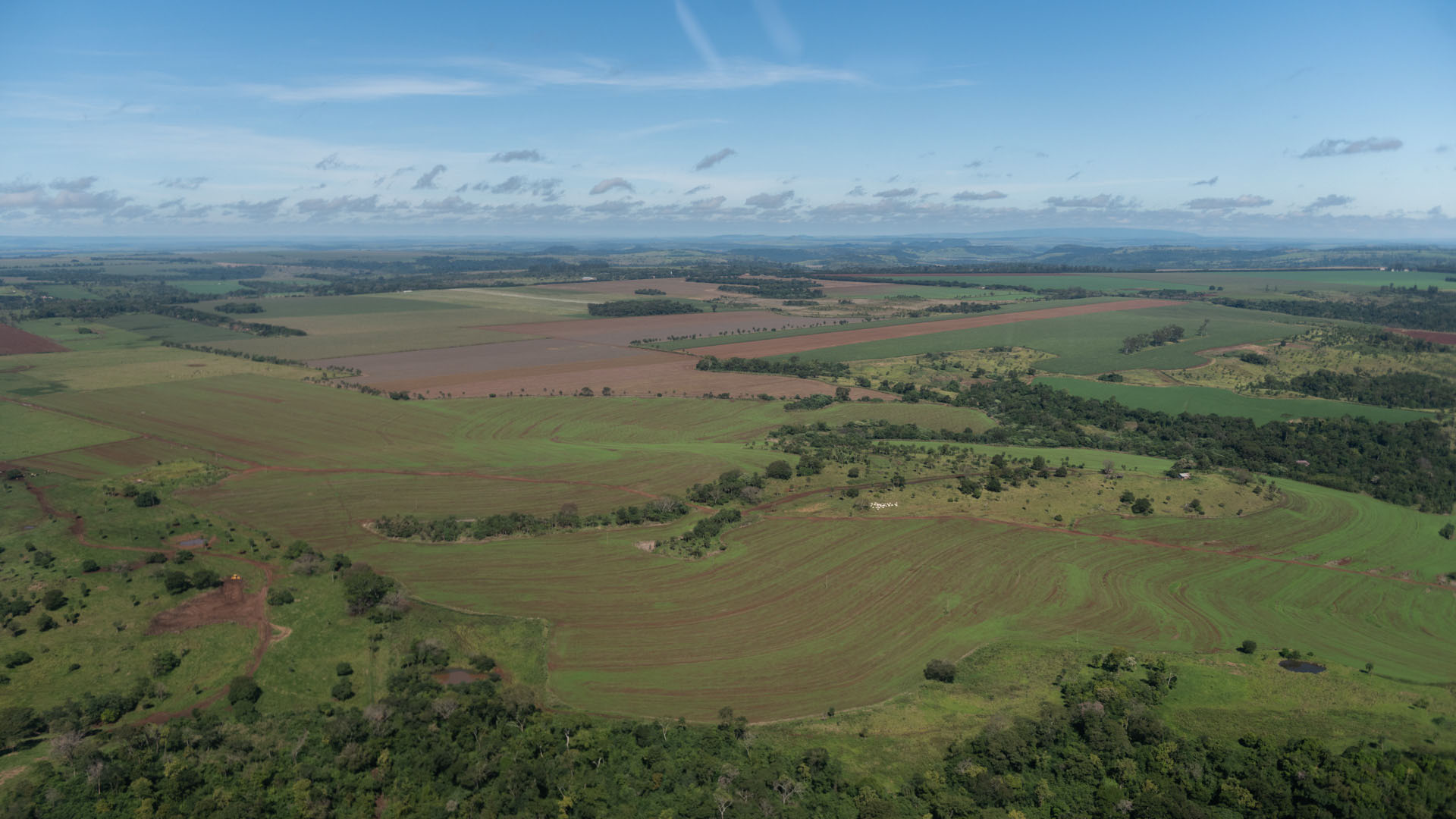La llanura de Pedro Juan Caballero vista desde el aire.