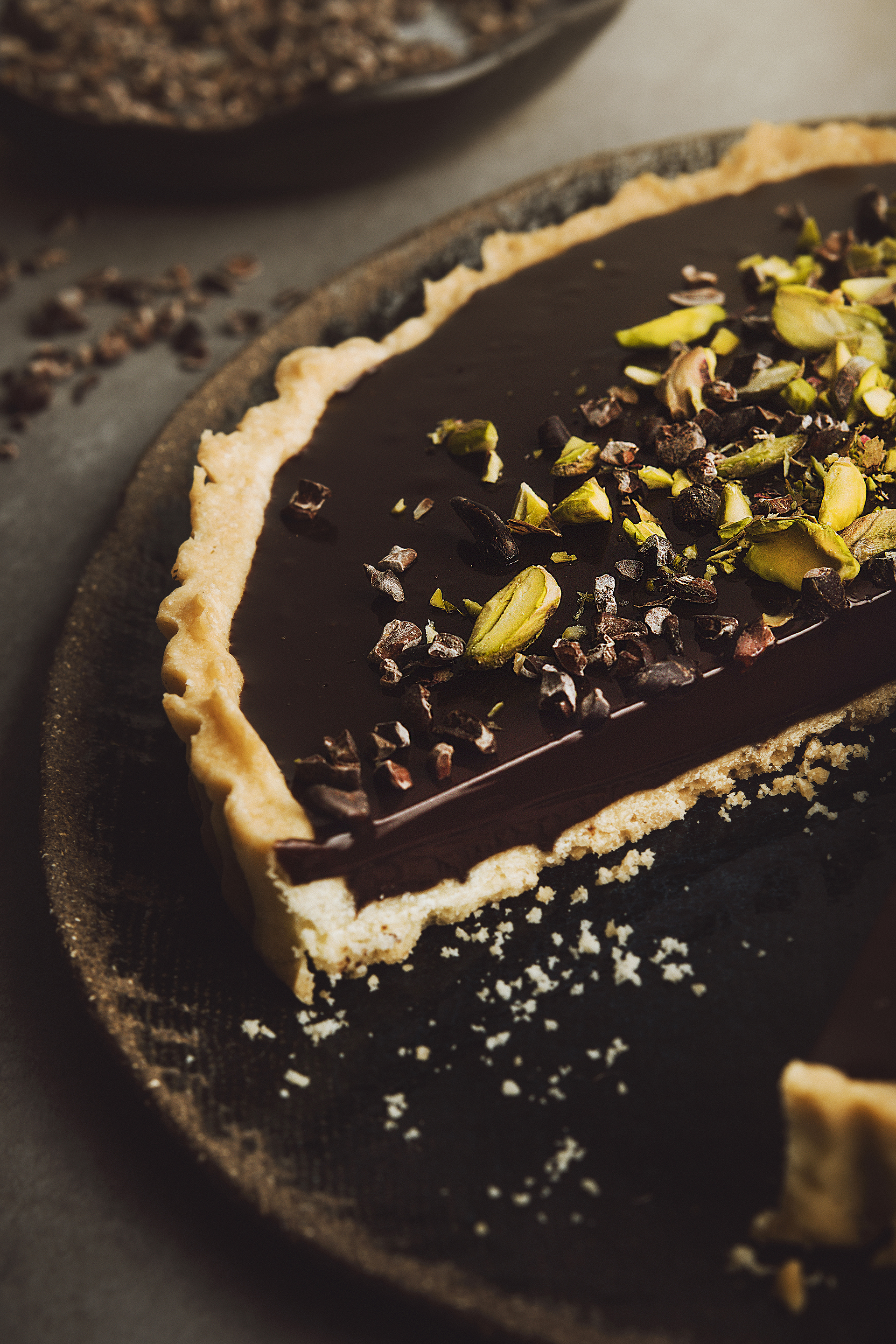 Tarta de chocolate y pistachos