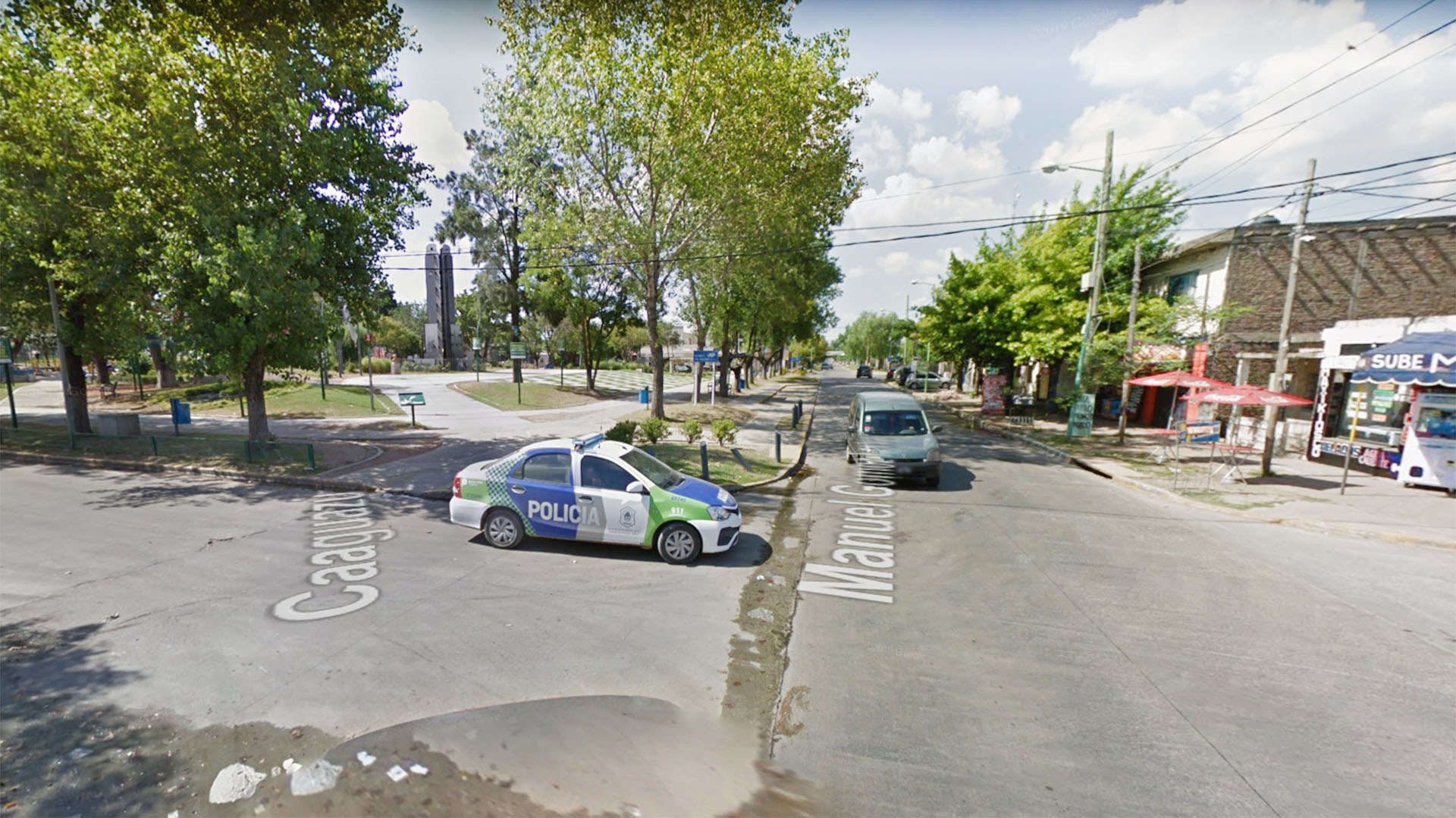 La esquina donde fue encontrado el Palio con los cuerpos.