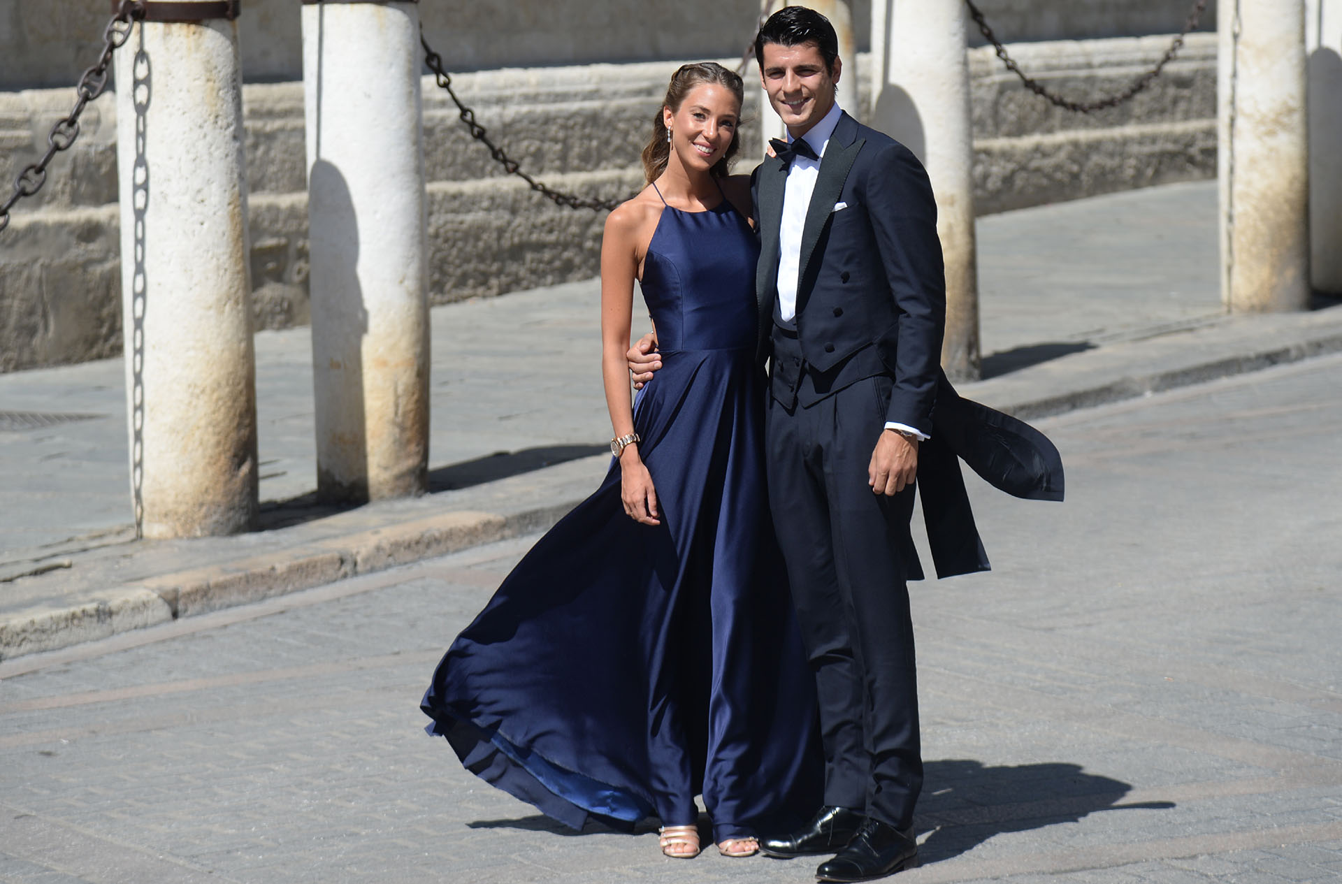 El delantero del Atlético de Madrid Álvaro Morata y Alice Campello, su esposa
