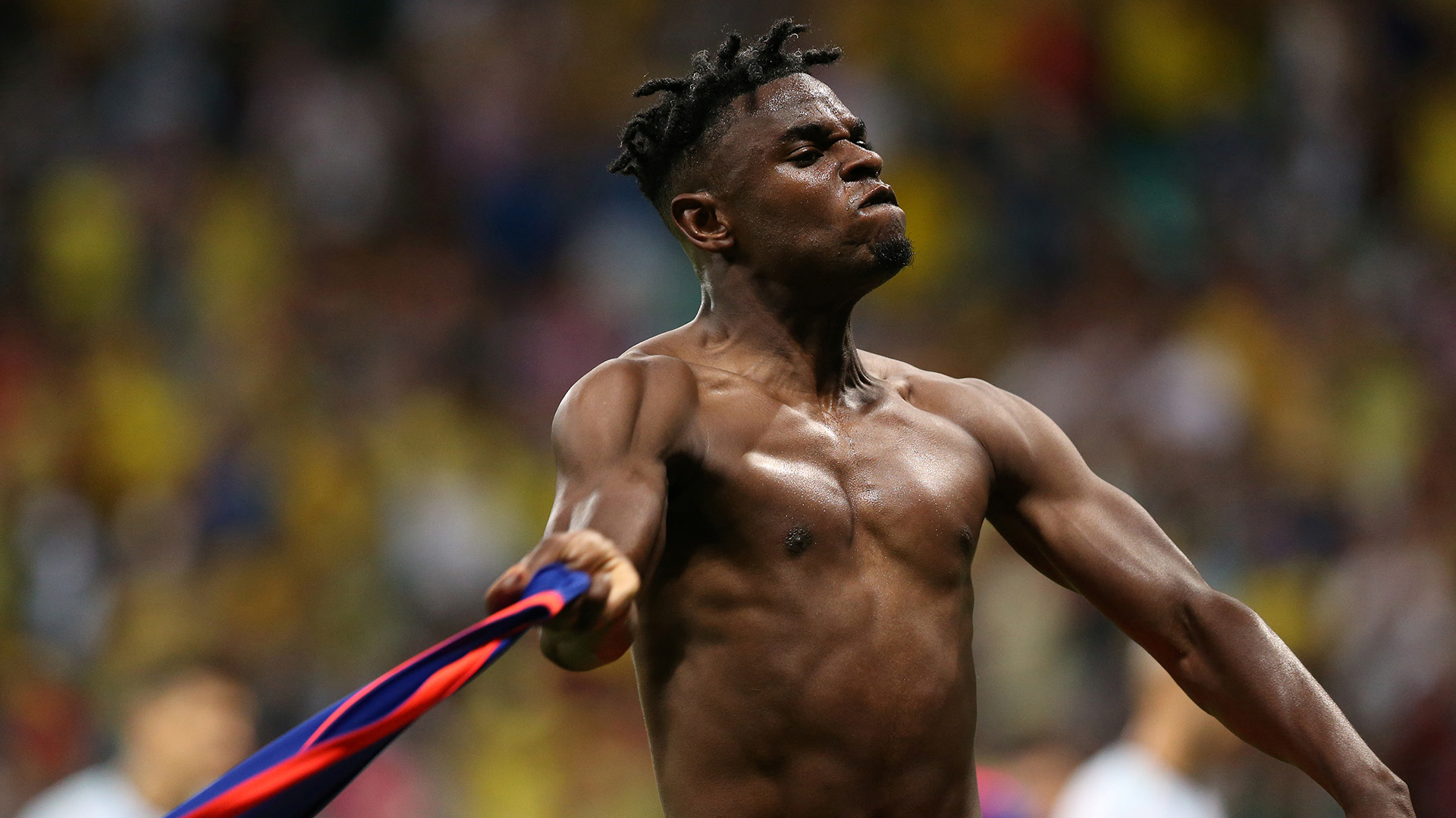Duvan Zapata celebra el segundo gol de Colombia frente a la selección argentina (REUTERS/Edgard Garrido)