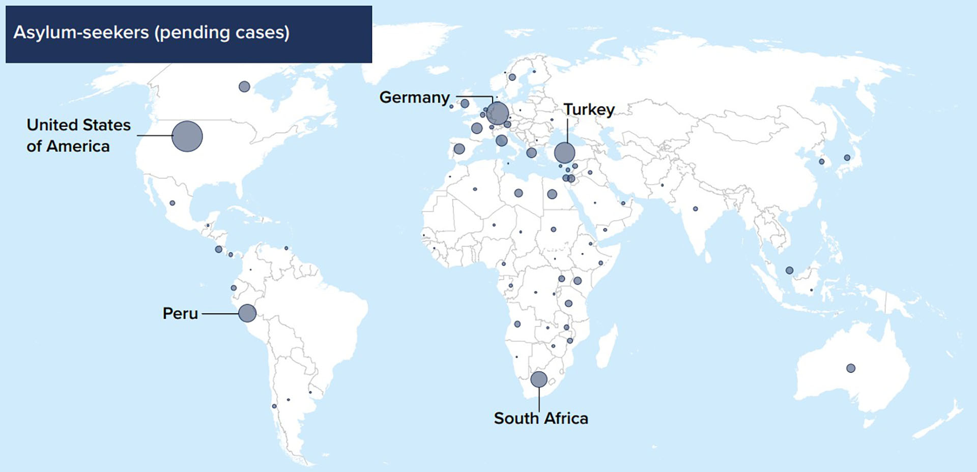 Mapa de los solicitantes de asilo en el mundo (Fuente: ACNUR)
