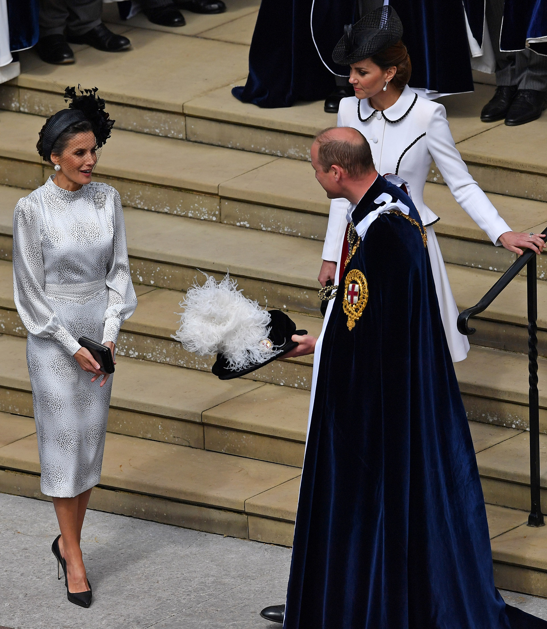 El fabuloso look de Letizia, junto a los duques de Cambridge