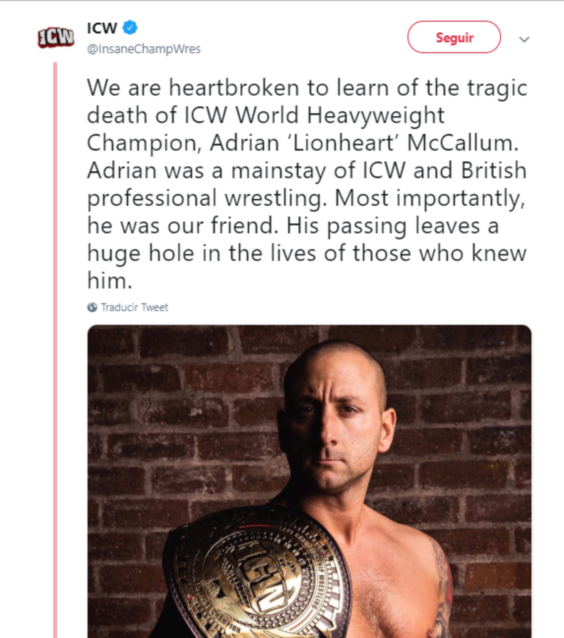 Así se despidió del luchador su última empresa (Foto: Captura de pantalla de Twitter)