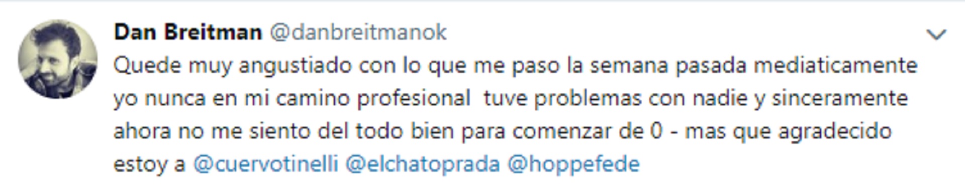 El mensaje de Dan Breitman en sus redes sociales