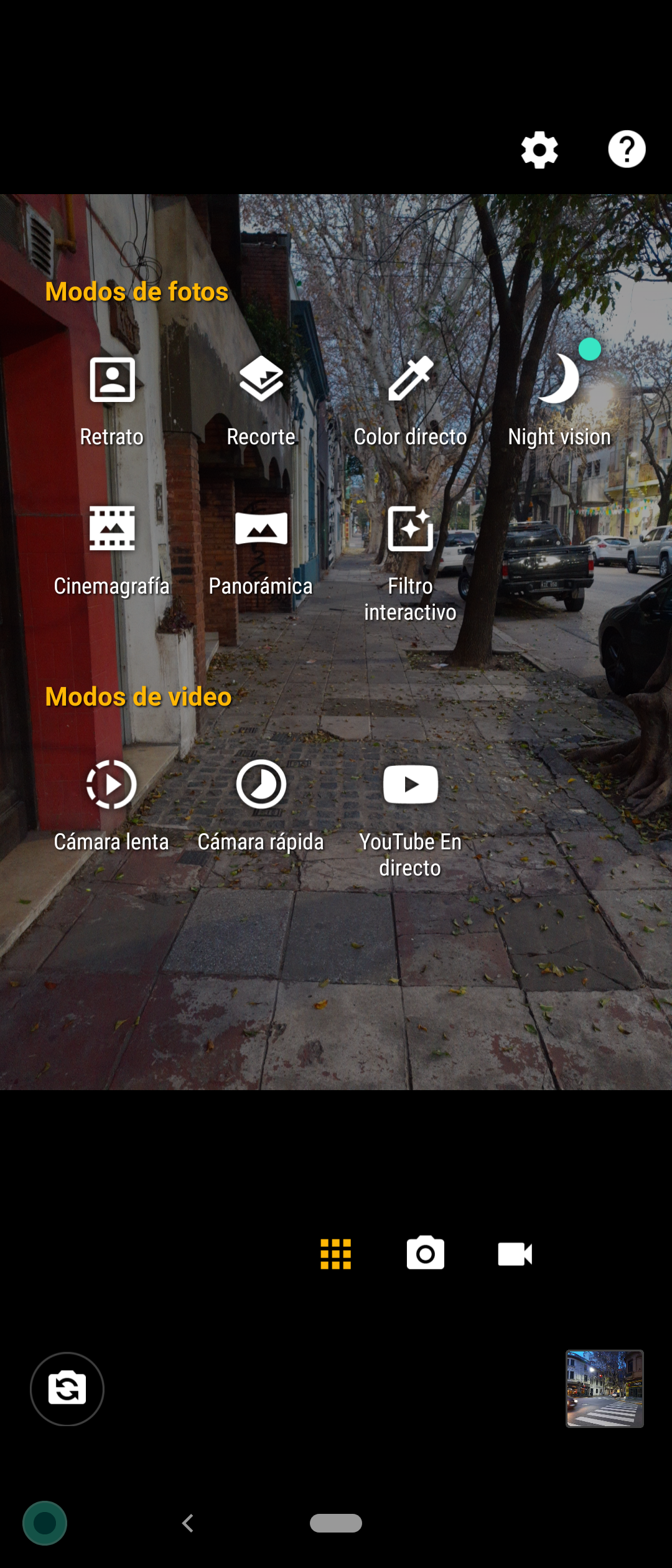 La app de la cámara ofrece diferentes funciones.
