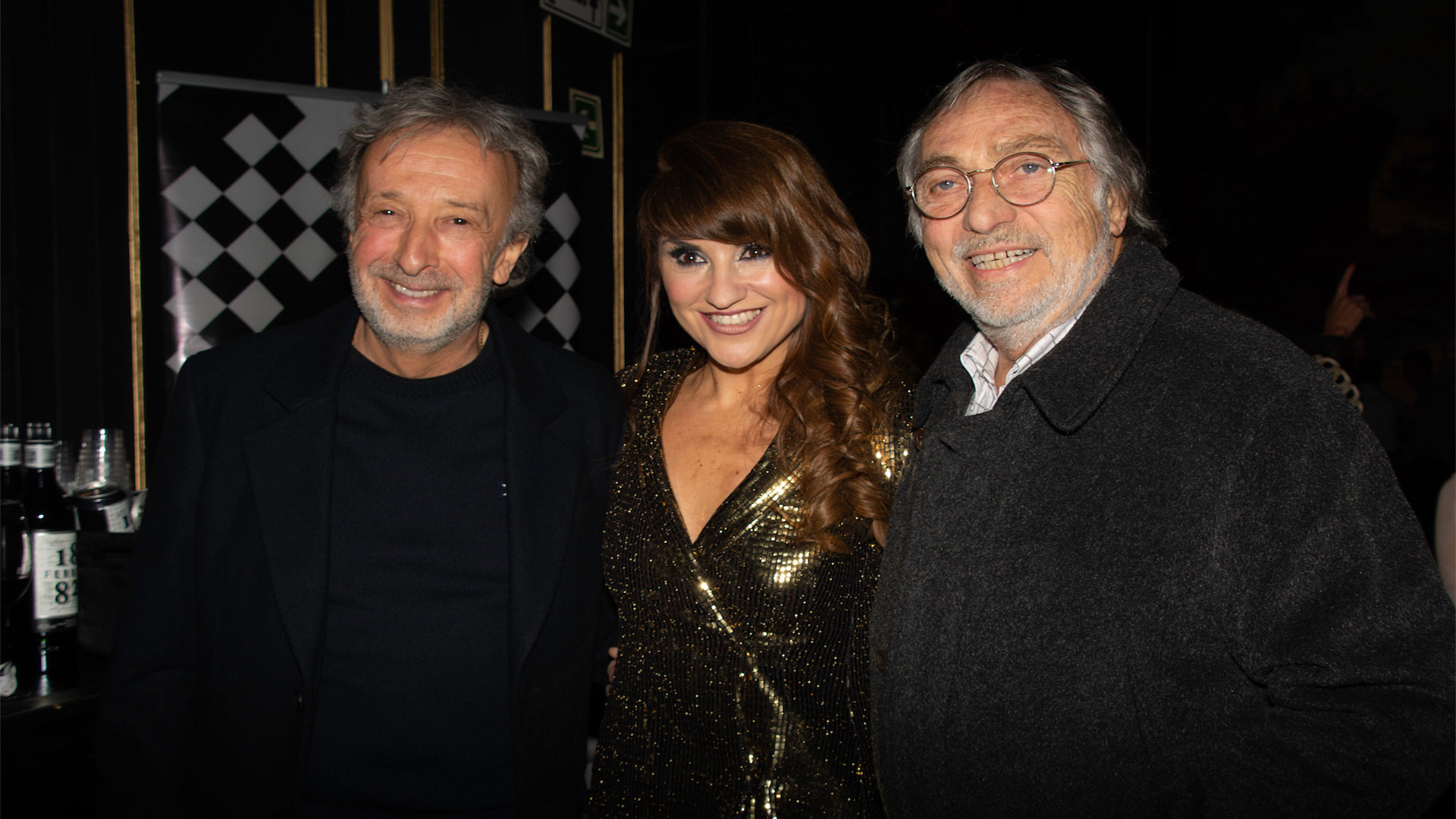 Eduardo Blanco, Ana María Beas y Luis Brandoni en el teatro Regina, acompañando a Mirtha.