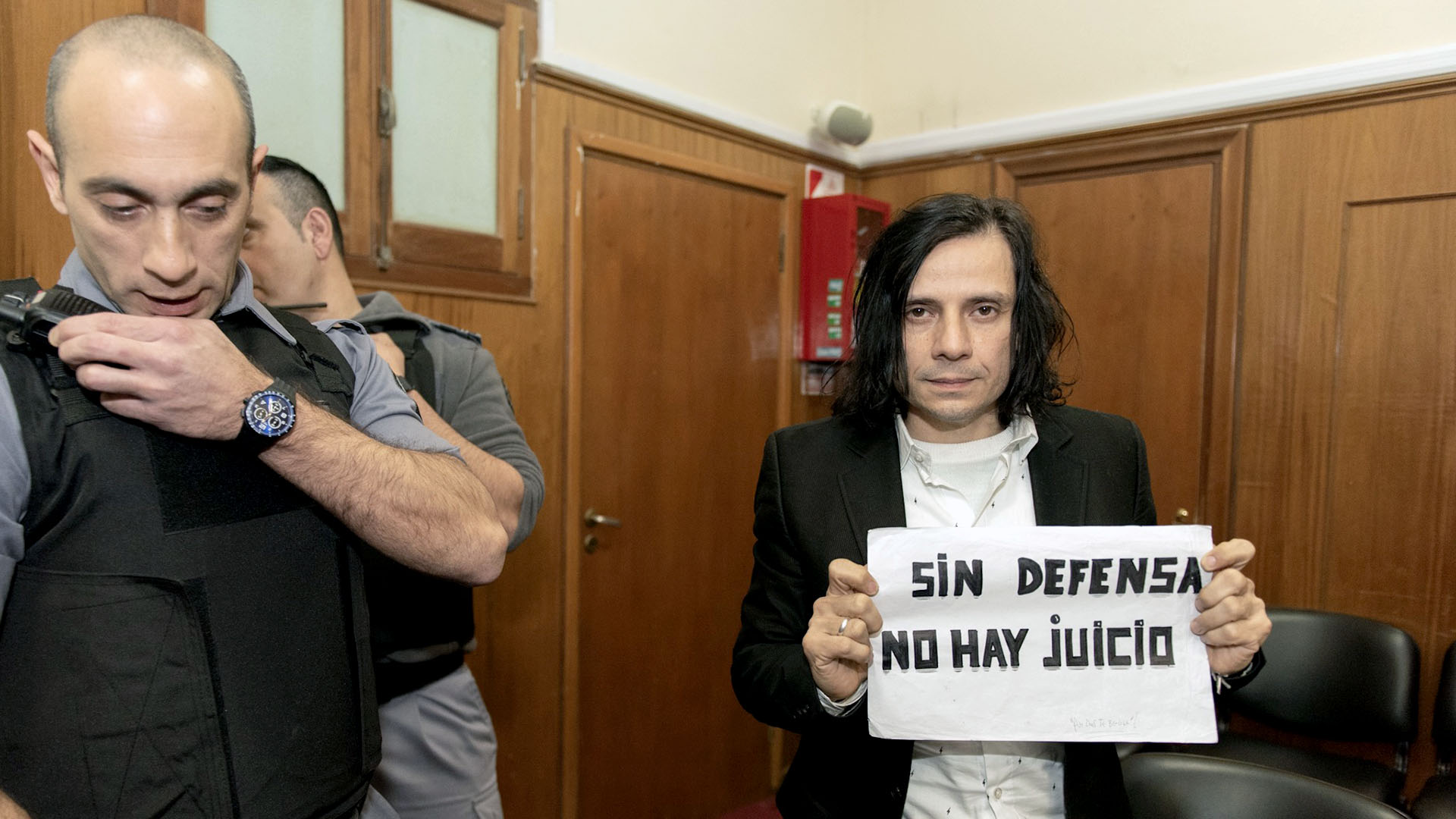 Aldana en la audiencia de hoy, horas antes del veredicto (foto Adrián Escandar)