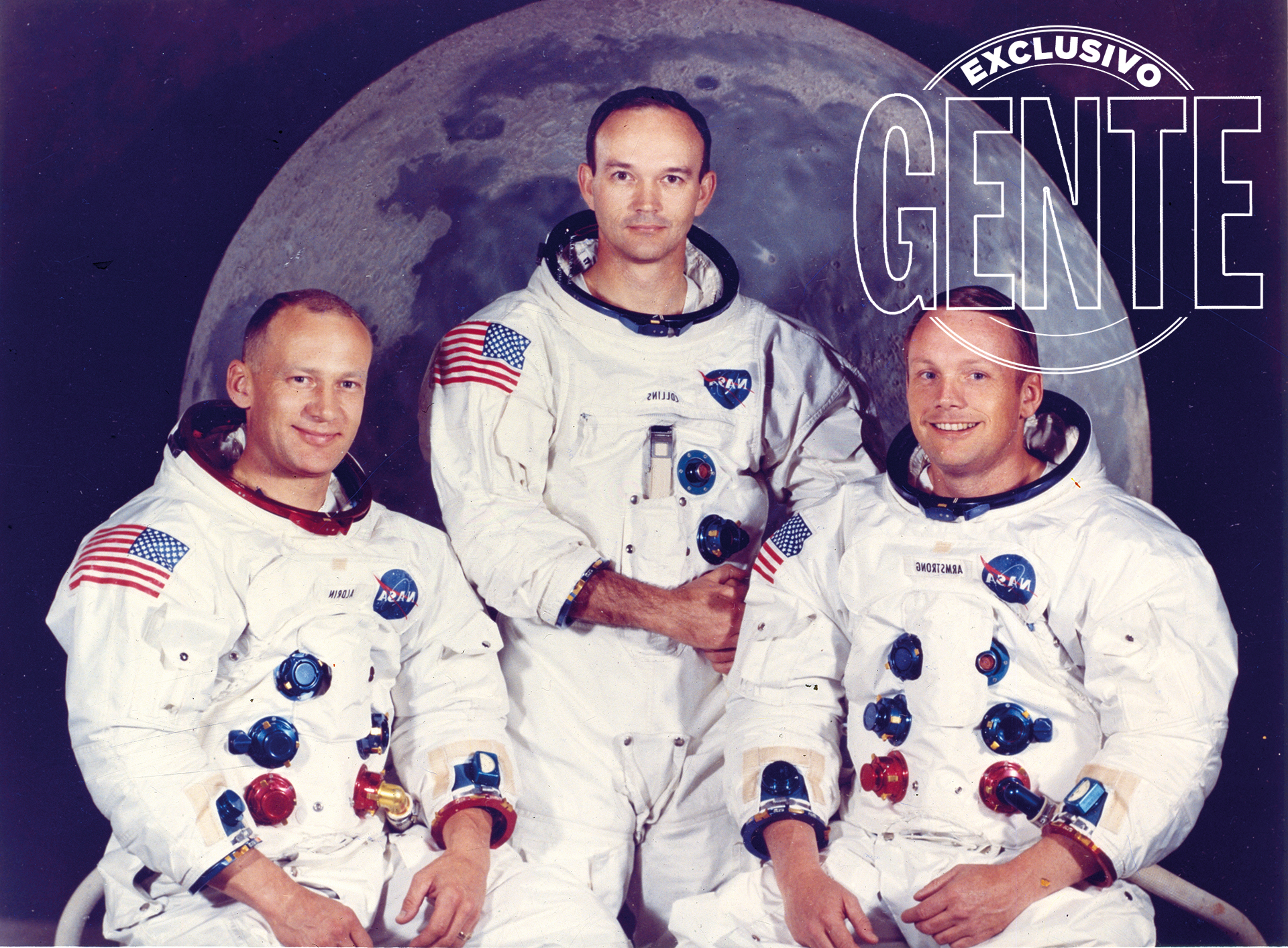 La misión del Apolo 11, compuesta por el comandante Neil Armstrong (38; el único que a la fecha falleció) y los pilotos Michael Collins (38) y Edwin Aldrin (39), que partió el 16 de julio del ‘69.
