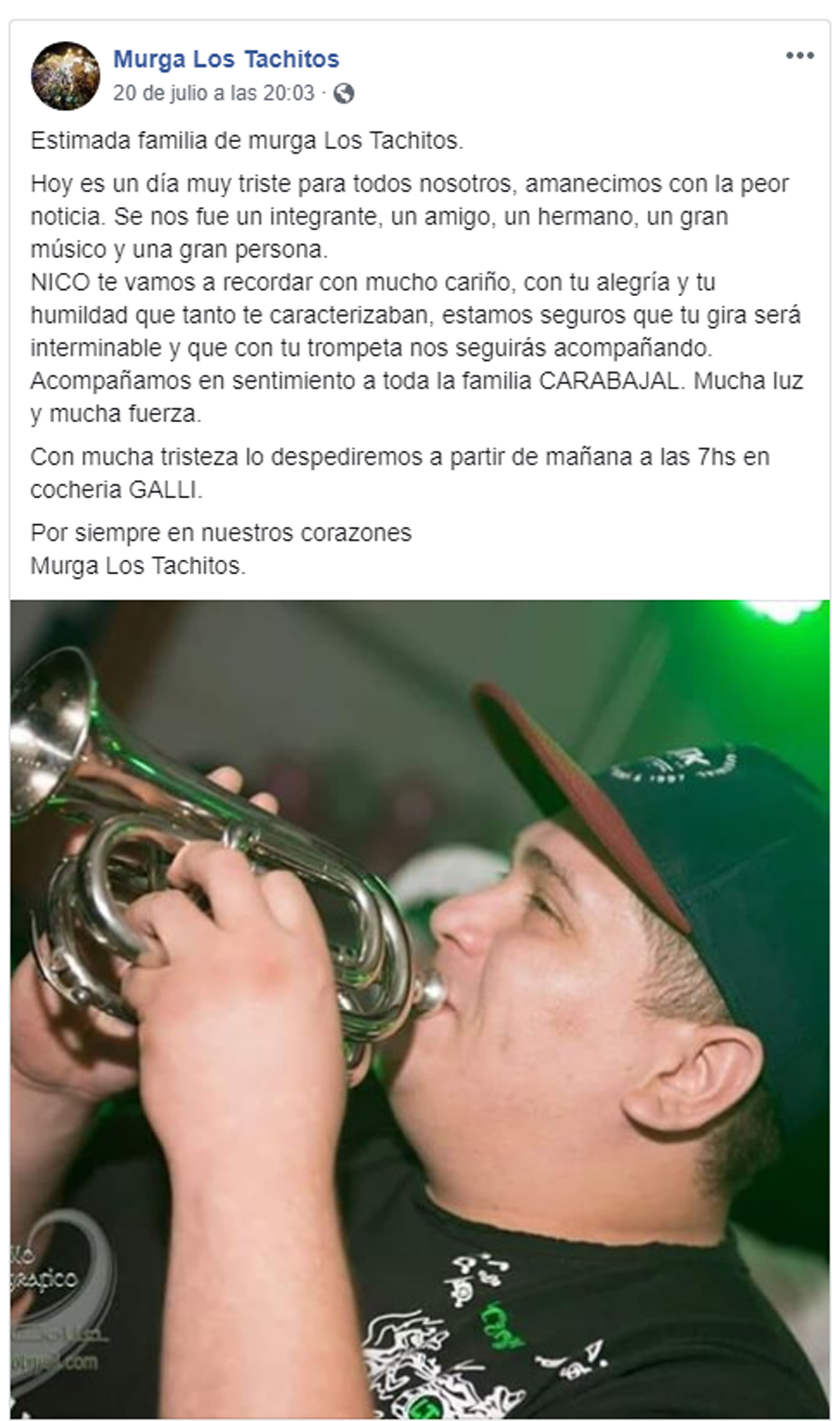 La despedida de Los Tachitos (Crédito: Facebook)