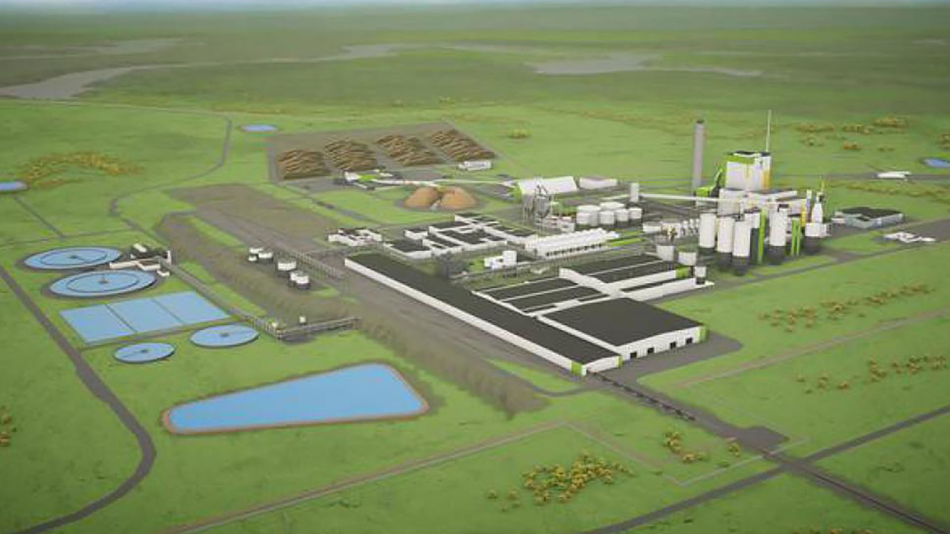 El diseño de la nueva planta de procesamiento de pasta de celulosa de UPM. (Foto: UPM)