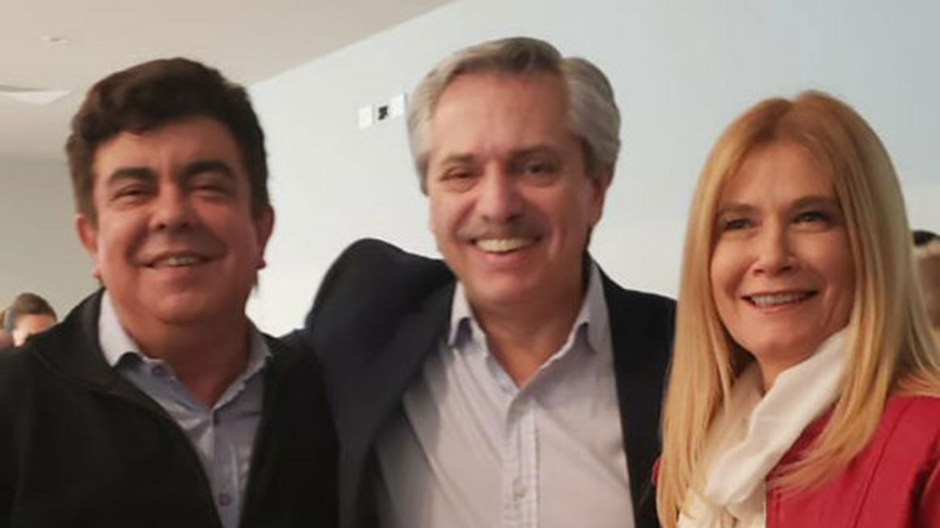Fernando Espinoza, Alberto Fernández y Verónica Magario