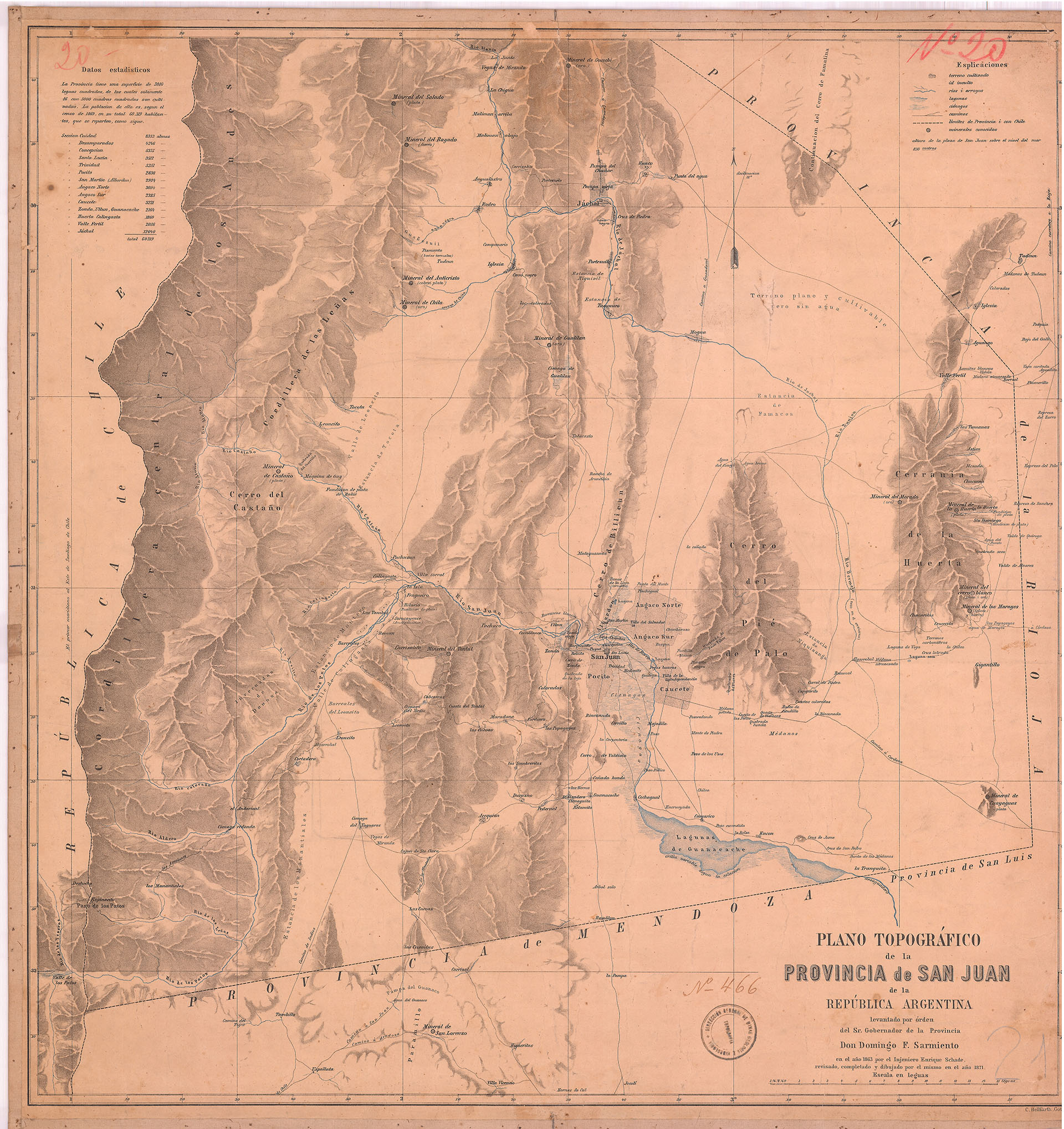 Un antigo mapa de la provincia de San Juan que se puede encontrar en el registro RODNA