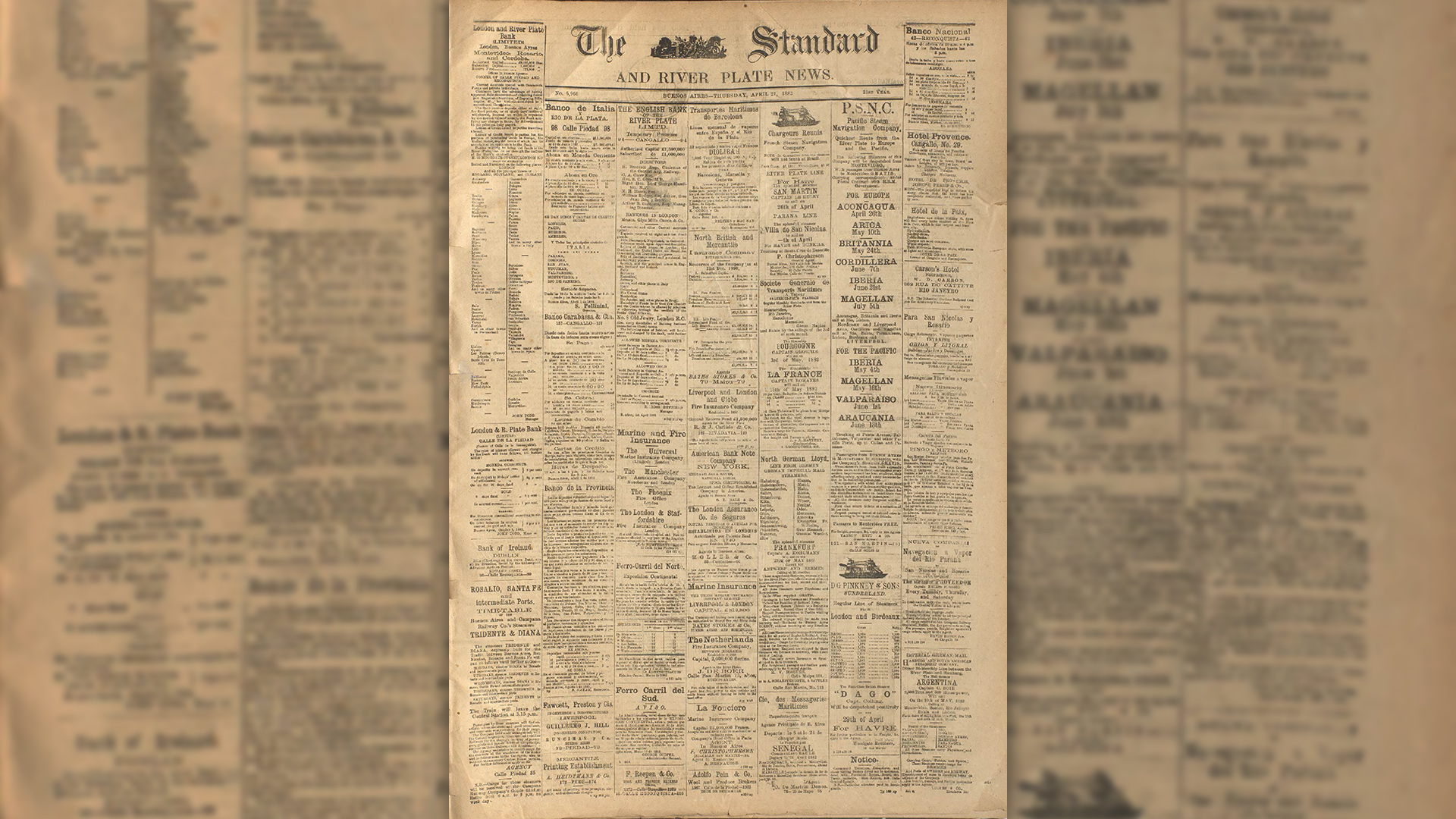 “The Standard and the River Plate News”, desde RODNA se puede acceder a ejemplares de diarios de 1880.
