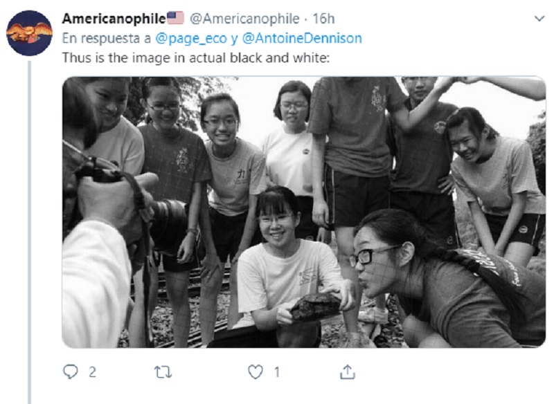 “Esta es la imagen real en blanco y negro”, mostró otro usuario (Foto: Twitter @Americanophile)
