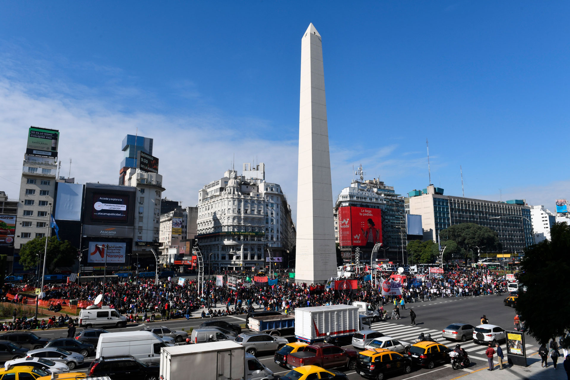 La medida se realizó en el Obelisco y causó un caos de tránsito sobre la avenida 9 de Julio