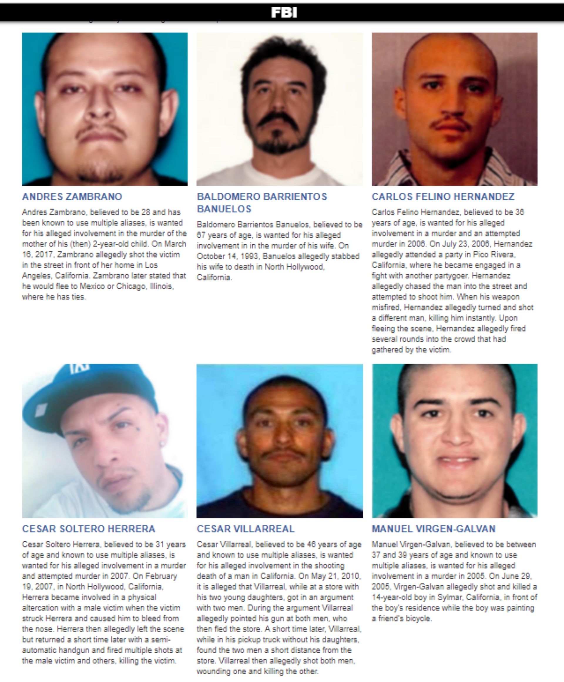 Así publicó el nombre de los presuntos delincuentes (Foto: FBI)